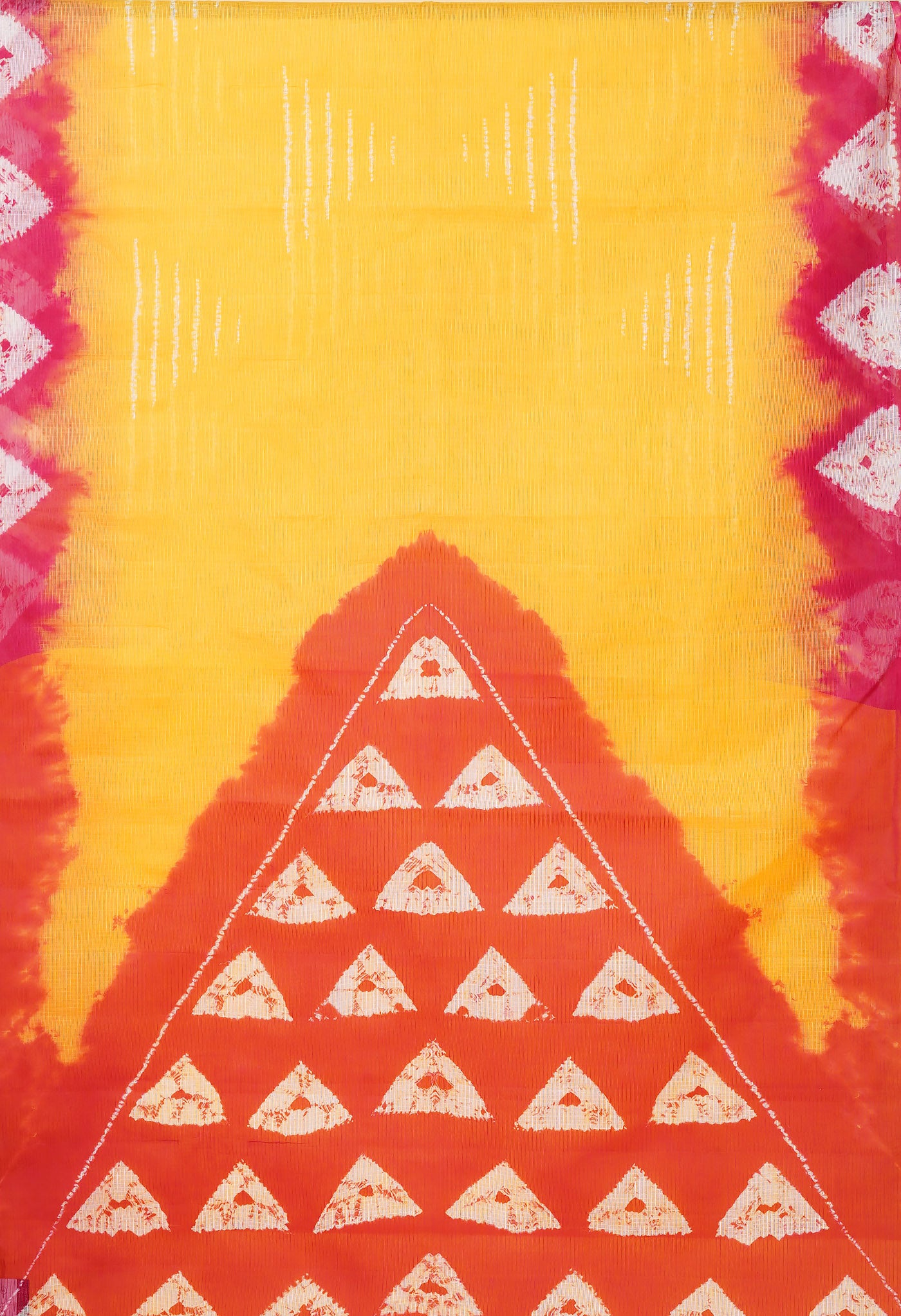 Yellow-Pink Pure Tie And Dye Shibori Printed Kota Saree-UNM79095