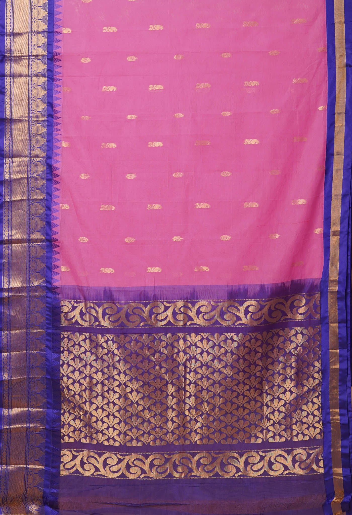 Pink Pure Handloom Gadwal Cotton Saree