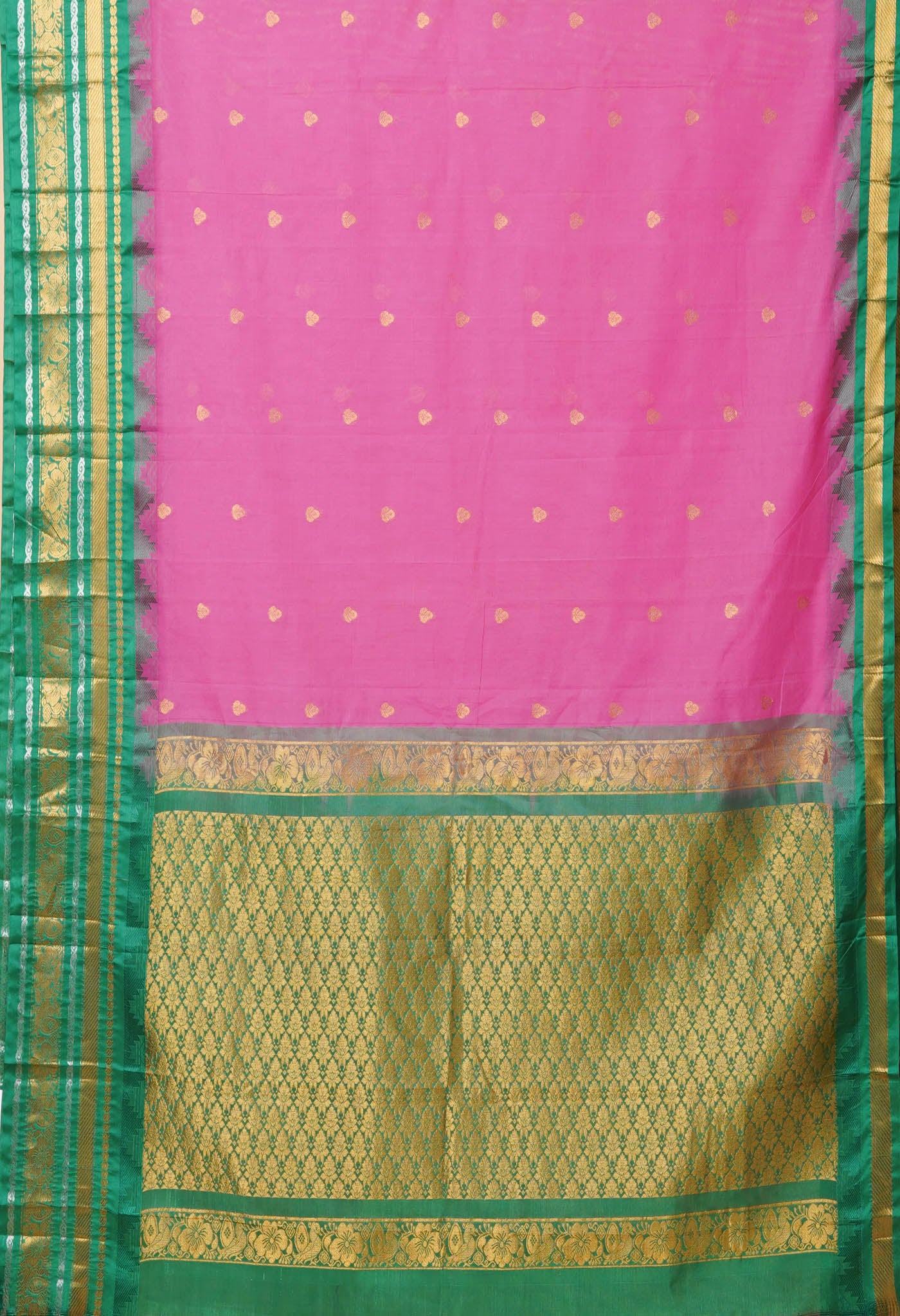 Pink Pure Handloom Gadwal Cotton Saree