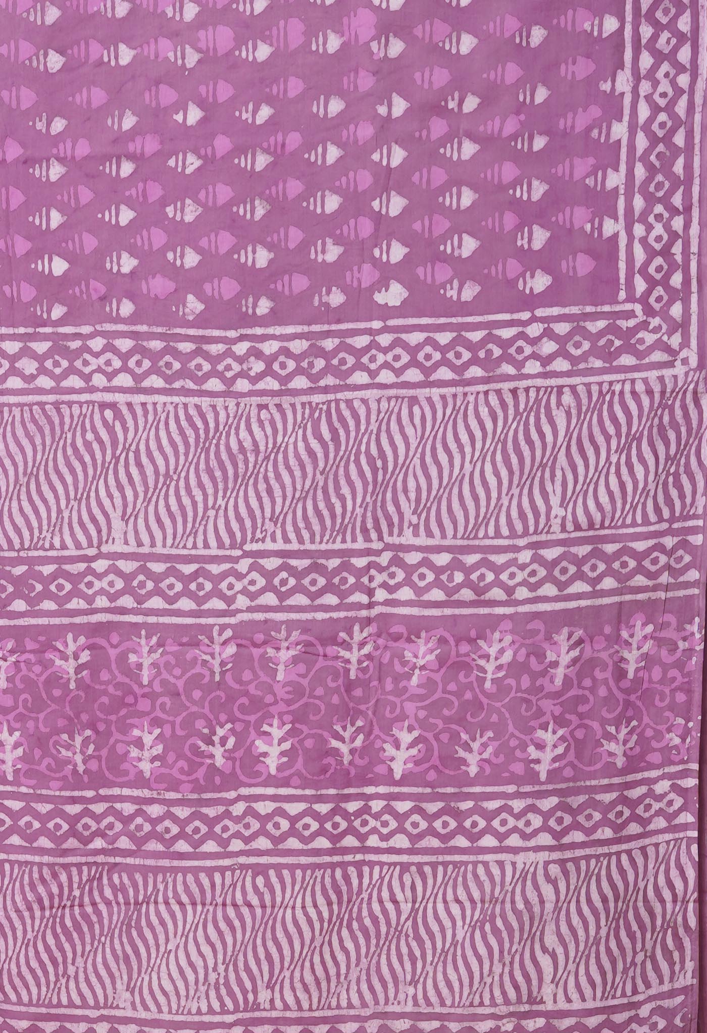 Pink Pure Dabu Printed Mulmul Cotton Saree