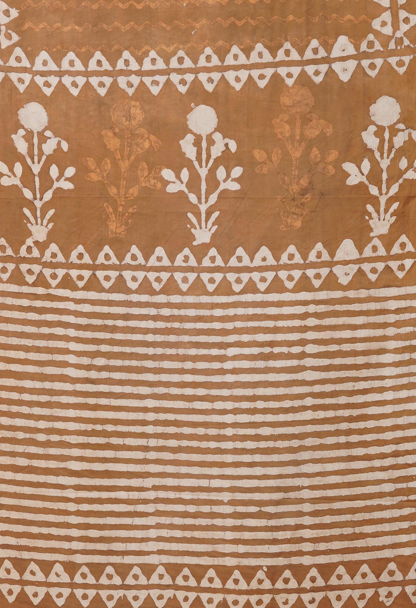 Brown Pure Dabu Printed Mulmul Cotton Saree