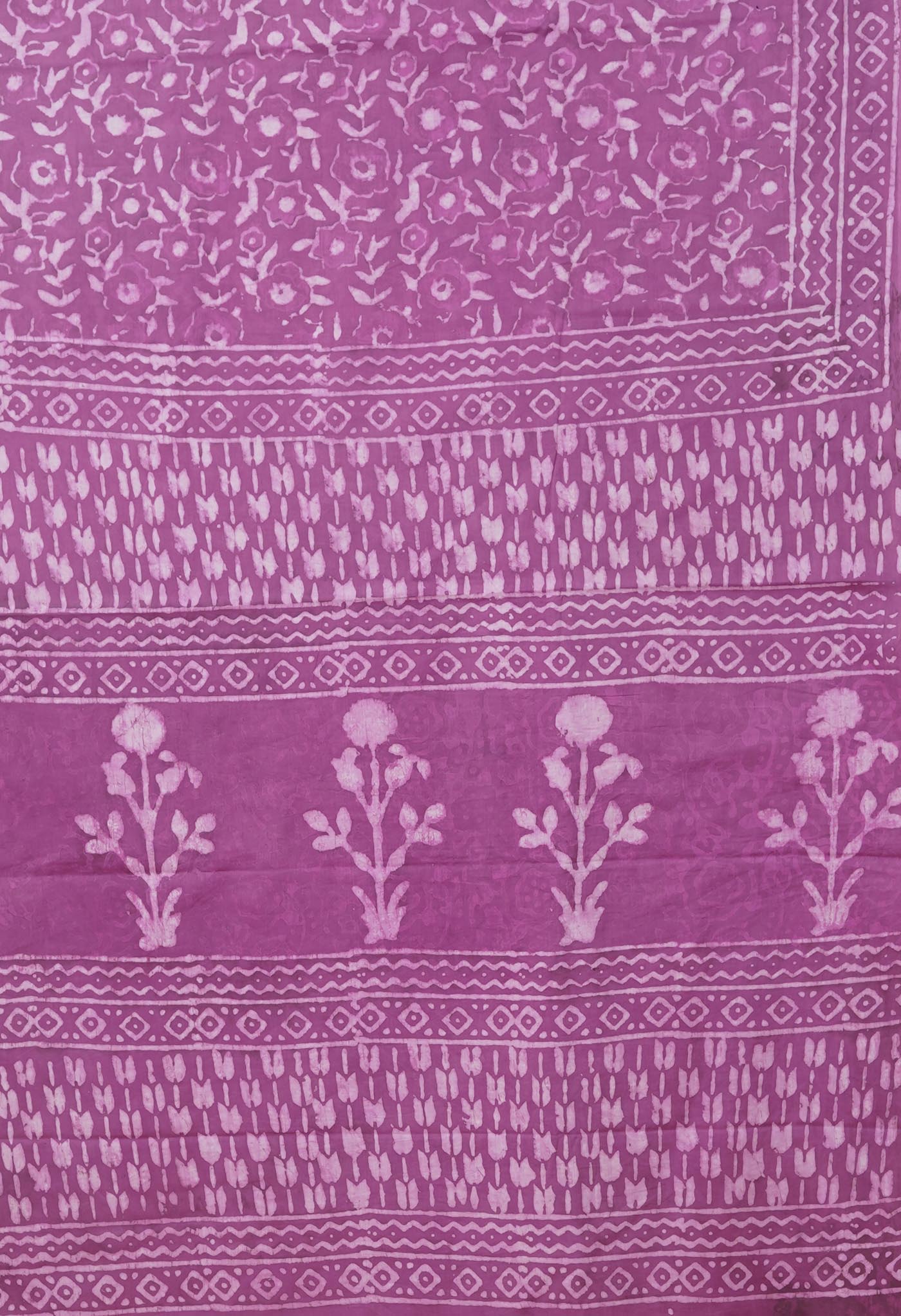 Pink Pure Dabu Printed Mulmul Cotton Saree