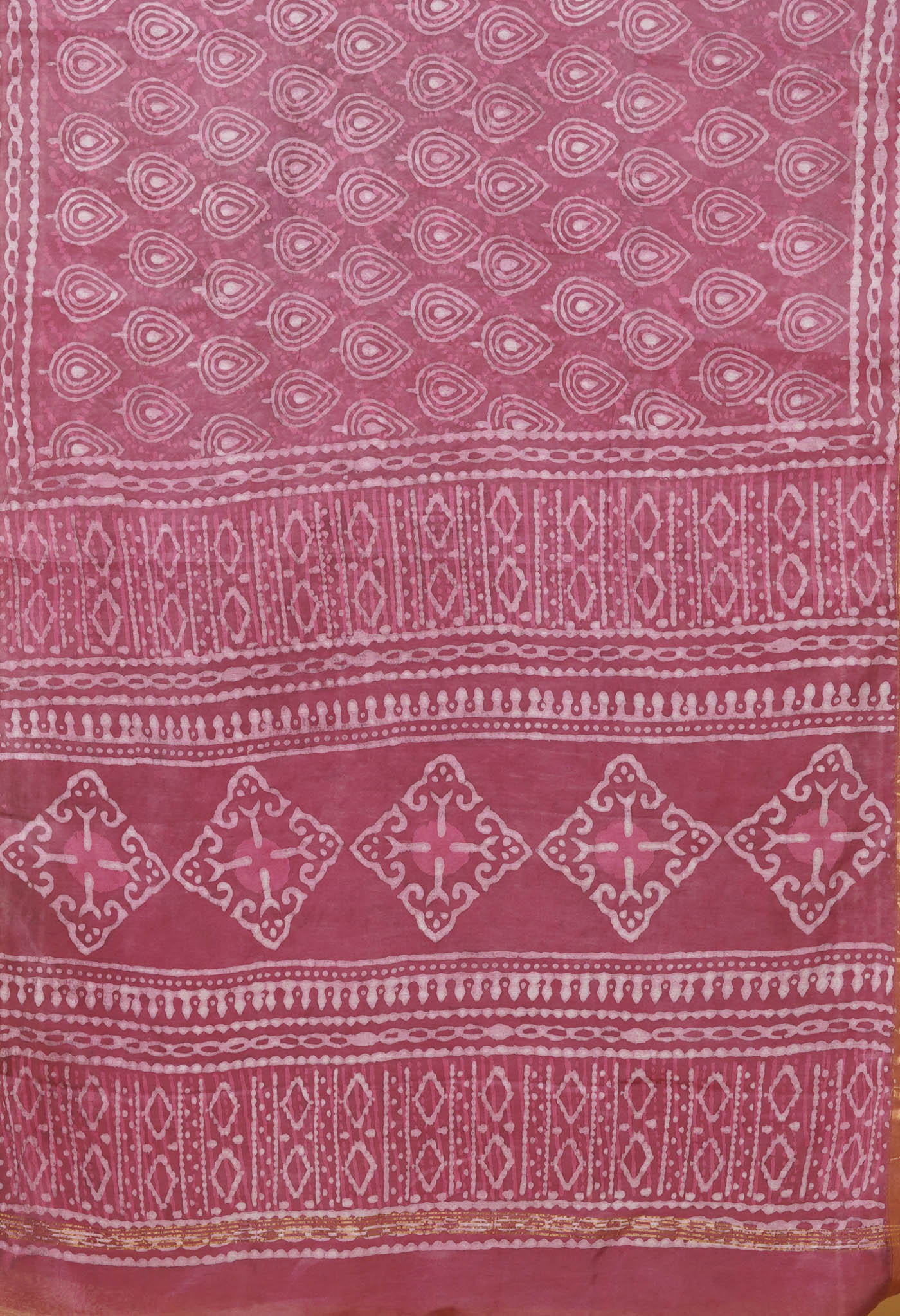 Pink Pure Pashmina Dabu Printed Chanderi Sico Saree