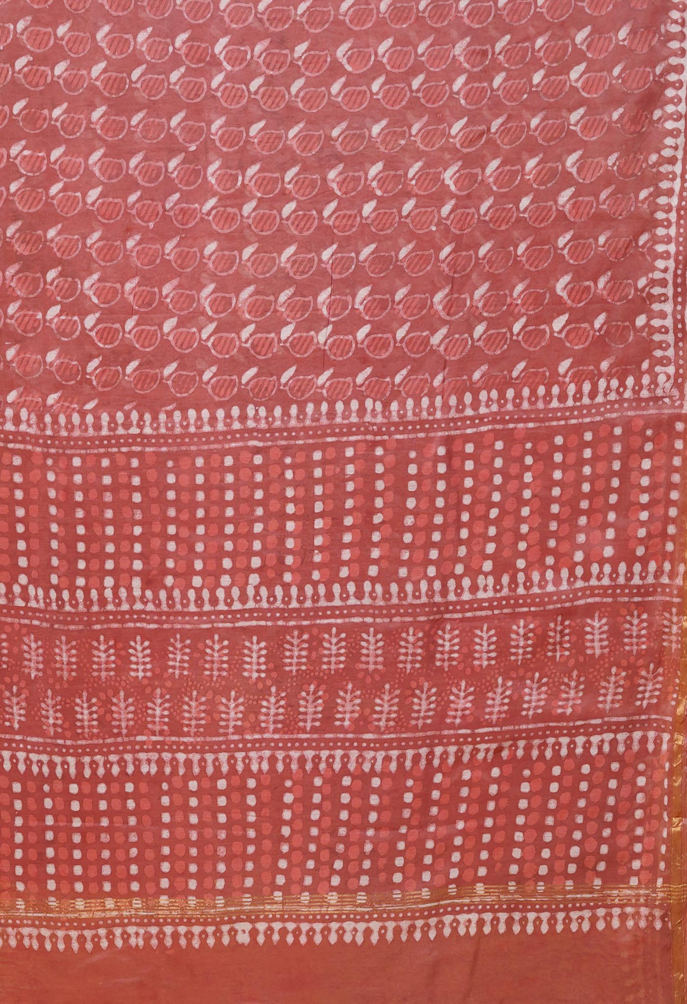 Red Pure Pashmina Dabu Printed Chanderi Sico Saree-UNM79144