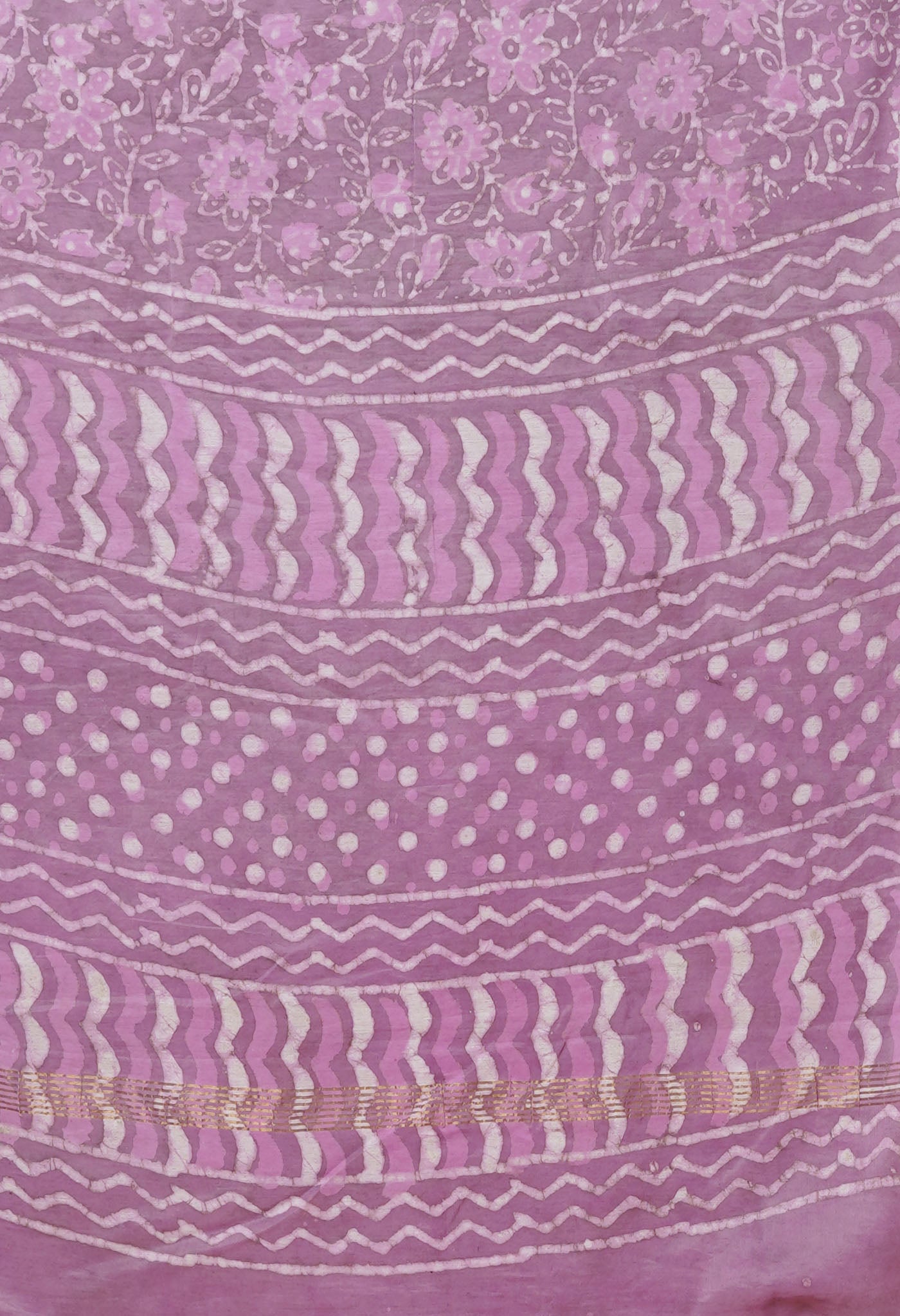 Pink Pure Pashmina Dabu Printed Chanderi Sico Saree