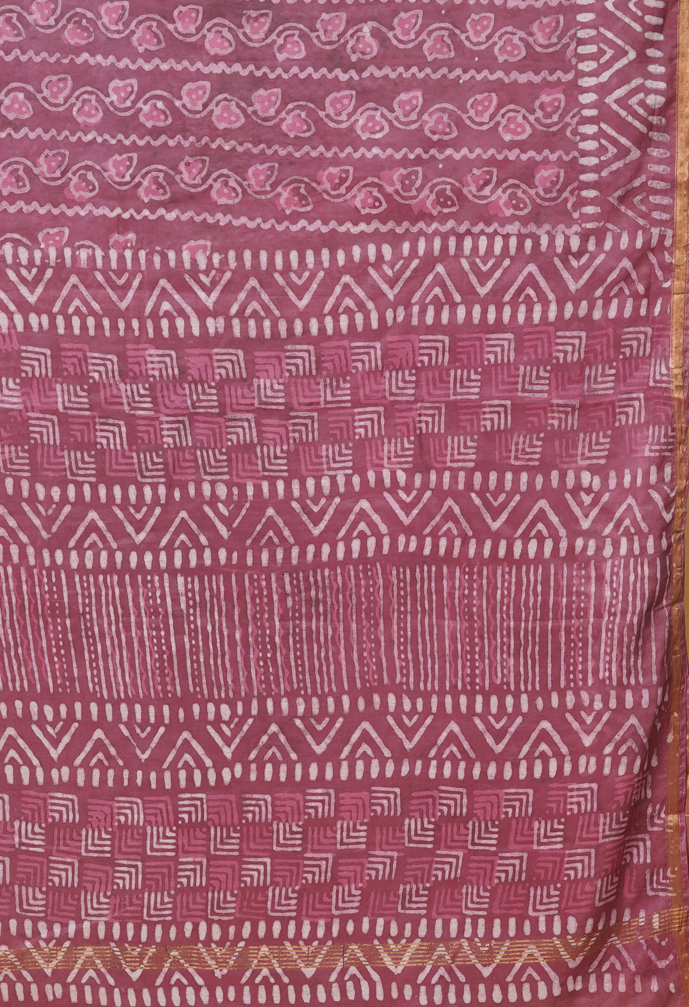 Red Pure Pashmina Dabu Printed Chanderi Sico Saree