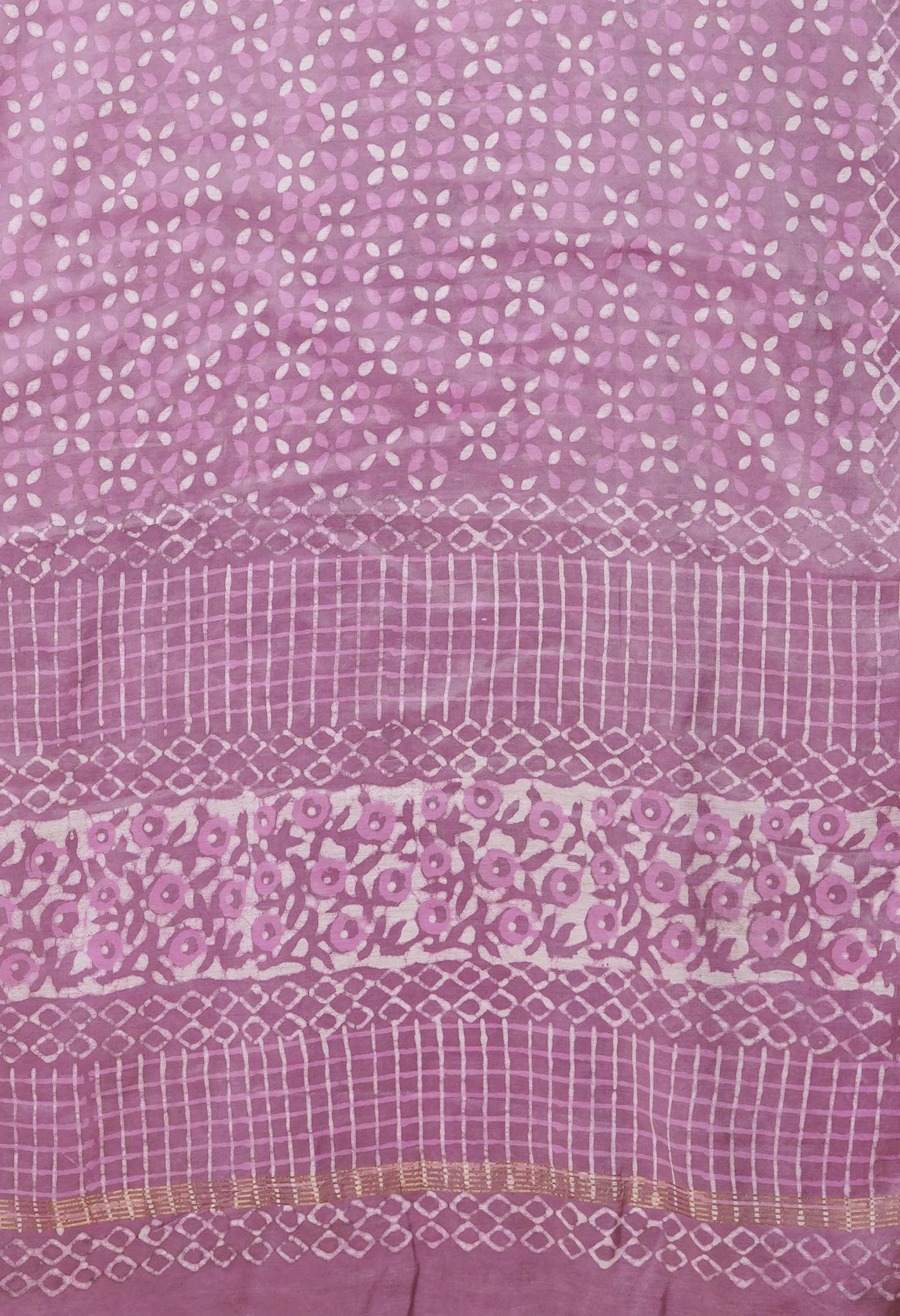 Pink Pure Pashmina Dabu Printed Chanderi Sico Saree