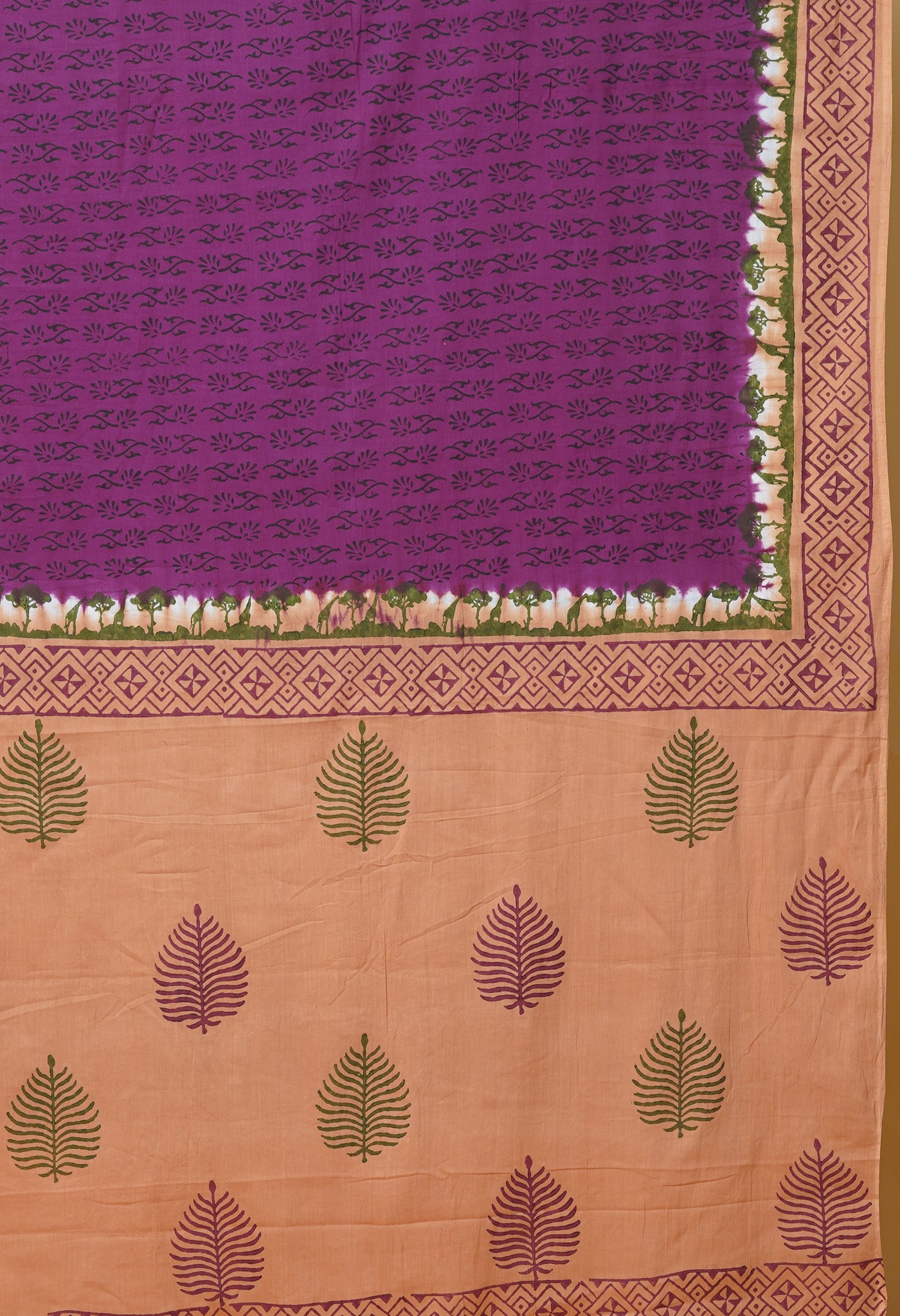 Purple Pure Hand Block Printed Soft Cotton Saree-UNM79207