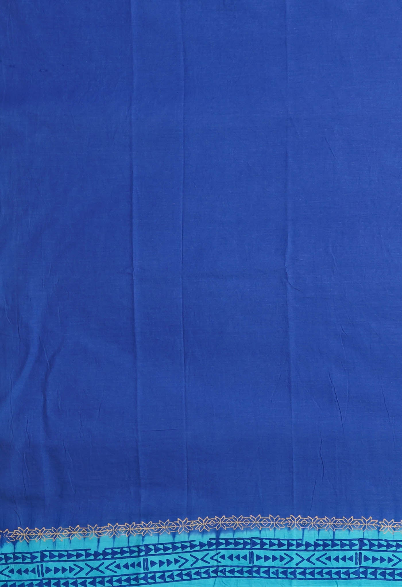 Blue Pure Hand Block Printed Soft Cotton Saree-UNM79233