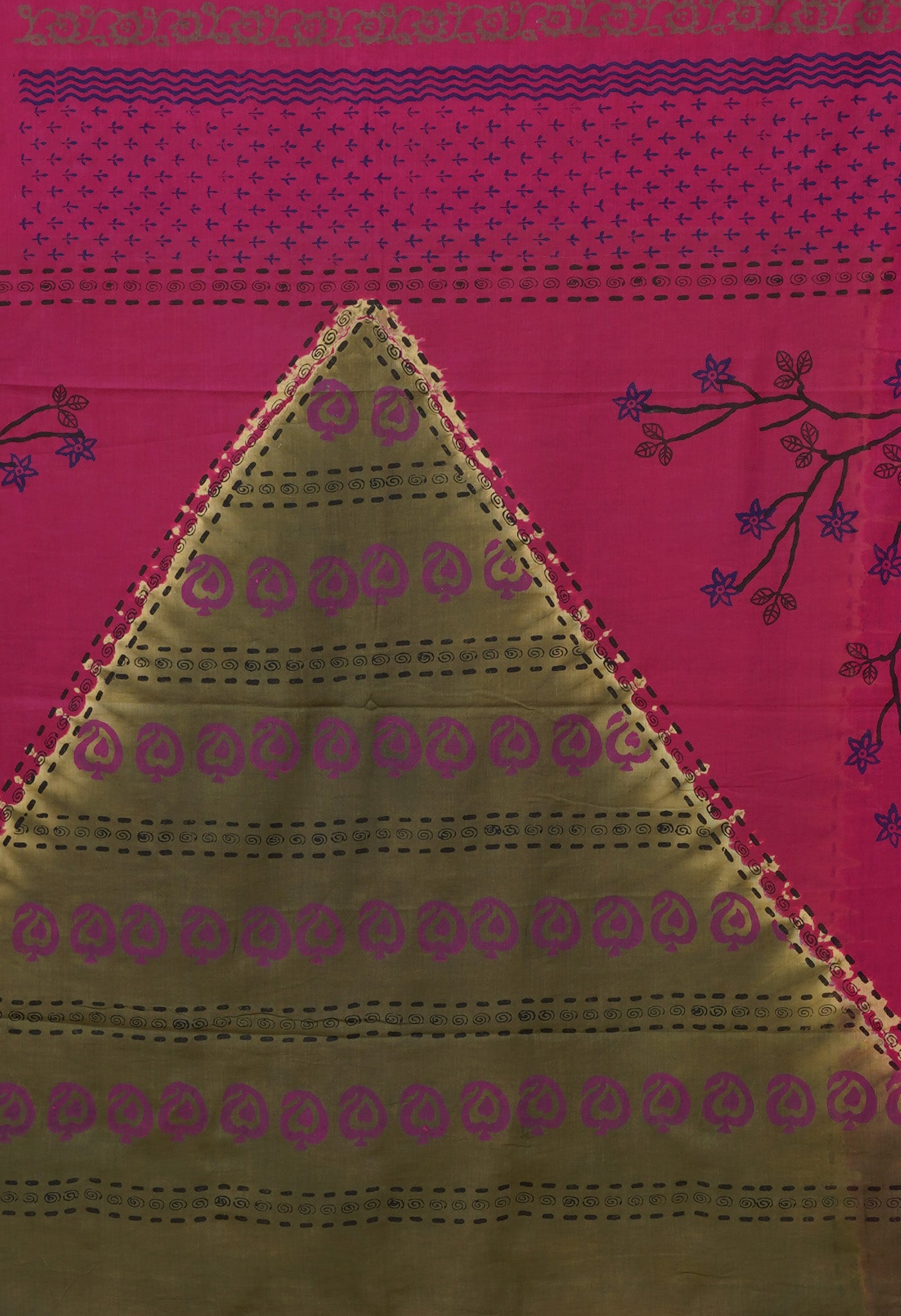 Pink Pure Hand Block Printed Soft Cotton Saree-UNM79236