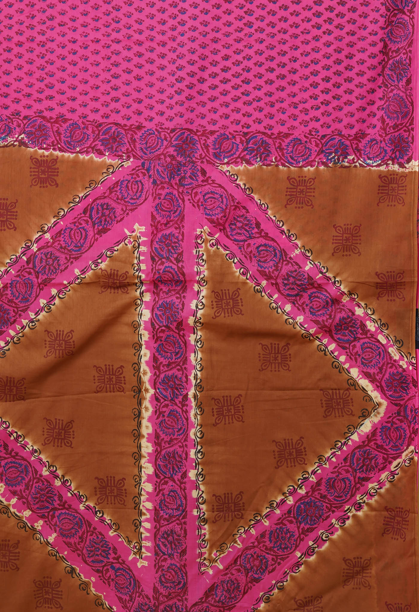 Pink Pure Hand Block Printed Soft Cotton Saree