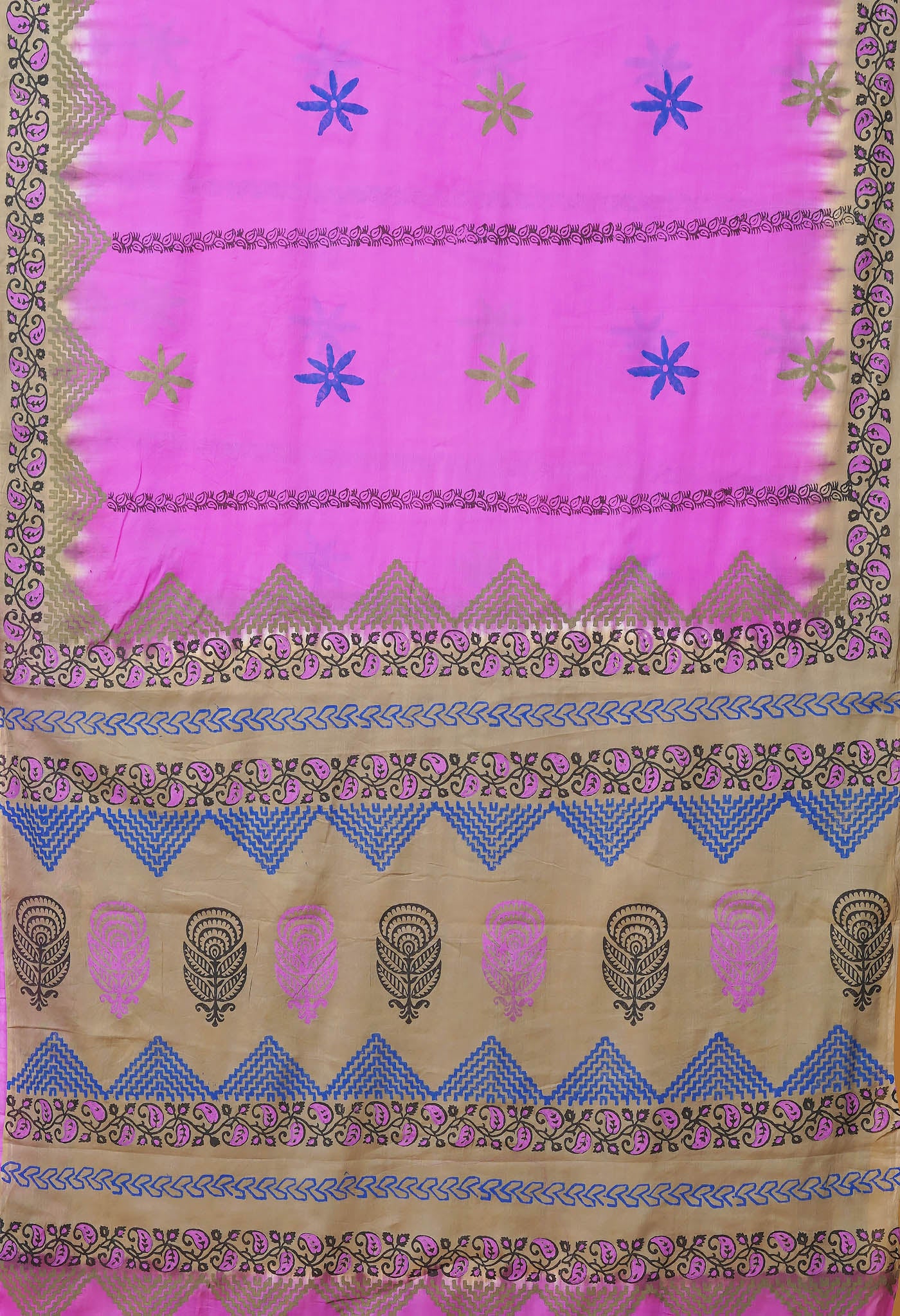 Purple Pure Hand Block Printed Soft Cotton Saree-UNM79261