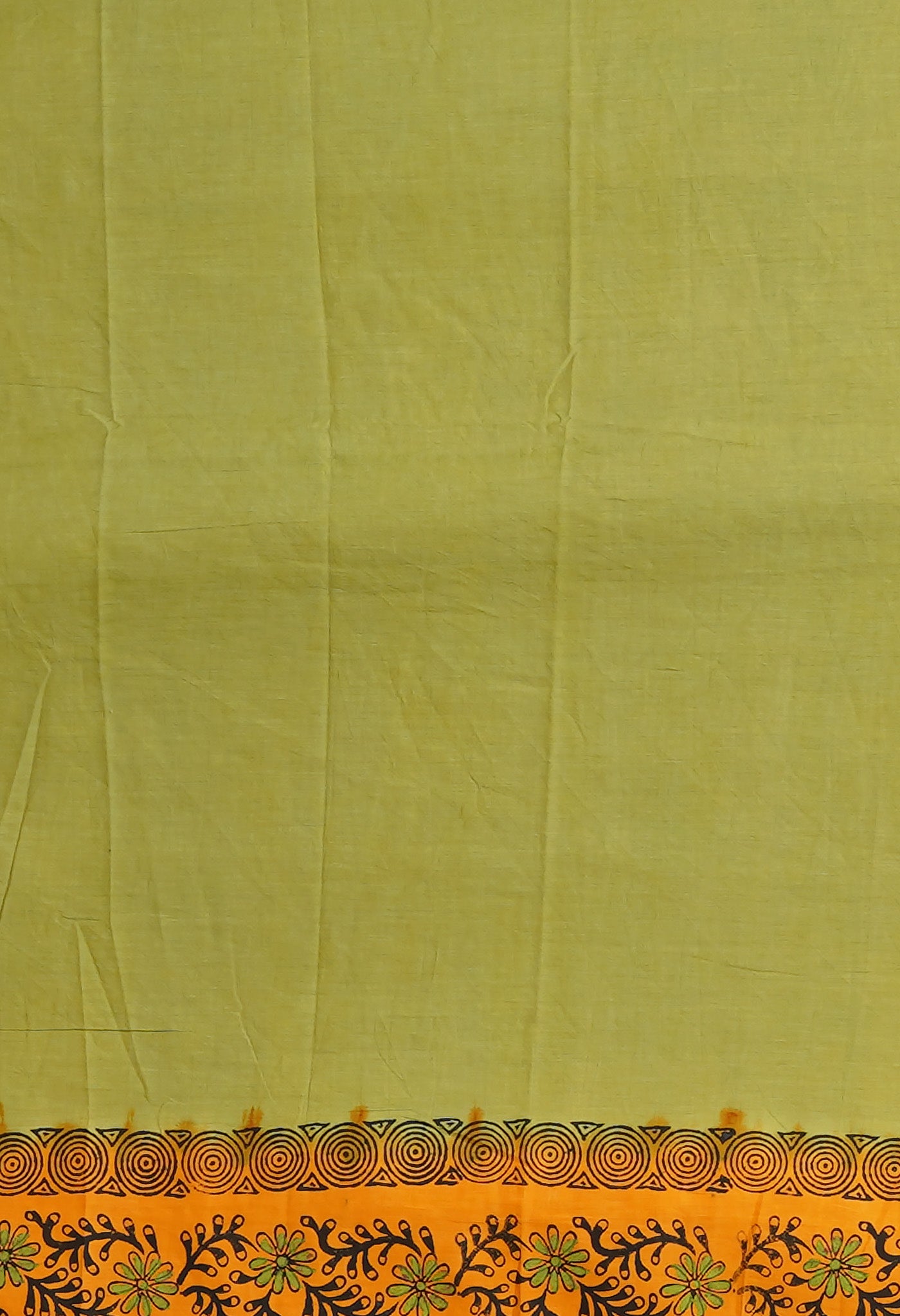 Yellow Pure Hand Block Printed Soft Cotton Saree-UNM79283