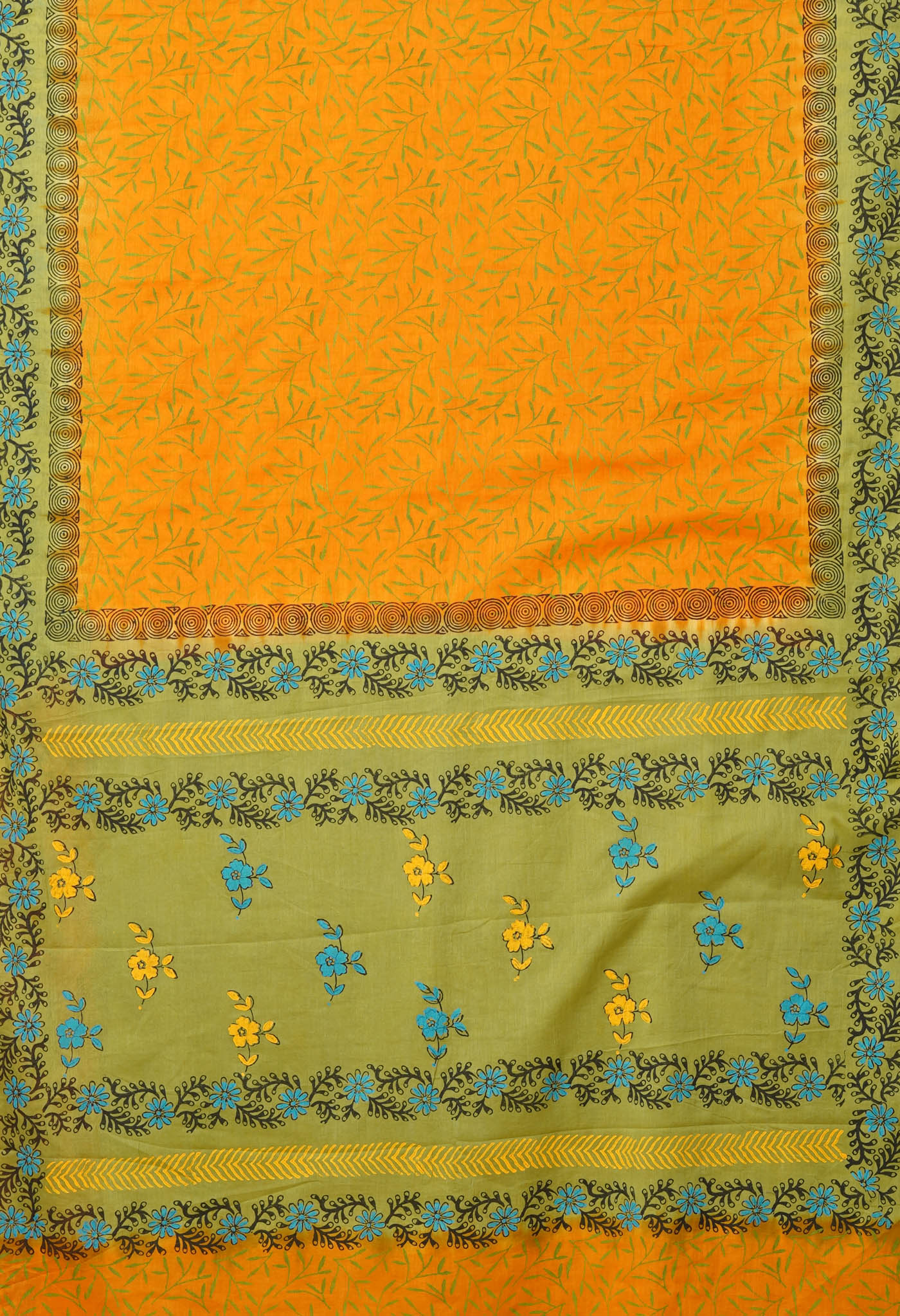 Yellow Pure Hand Block Printed Soft Cotton Saree-UNM79283