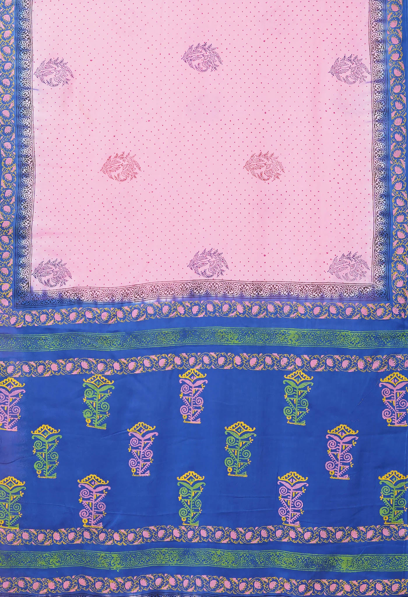 Pink Pure Hand Block Printed Soft Cotton Saree-UNM79284