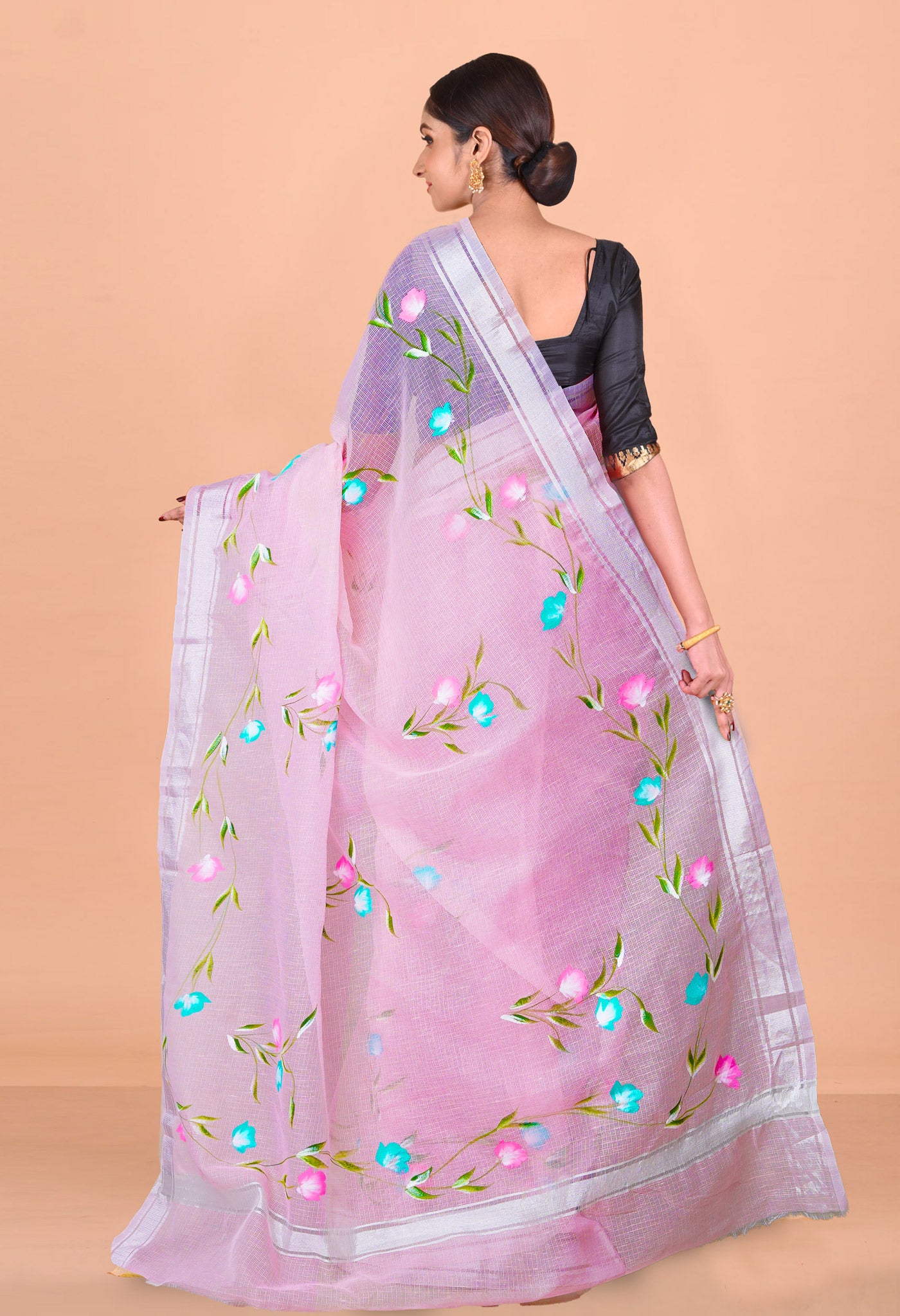 Pink Pure Hand Painted Kota Saree