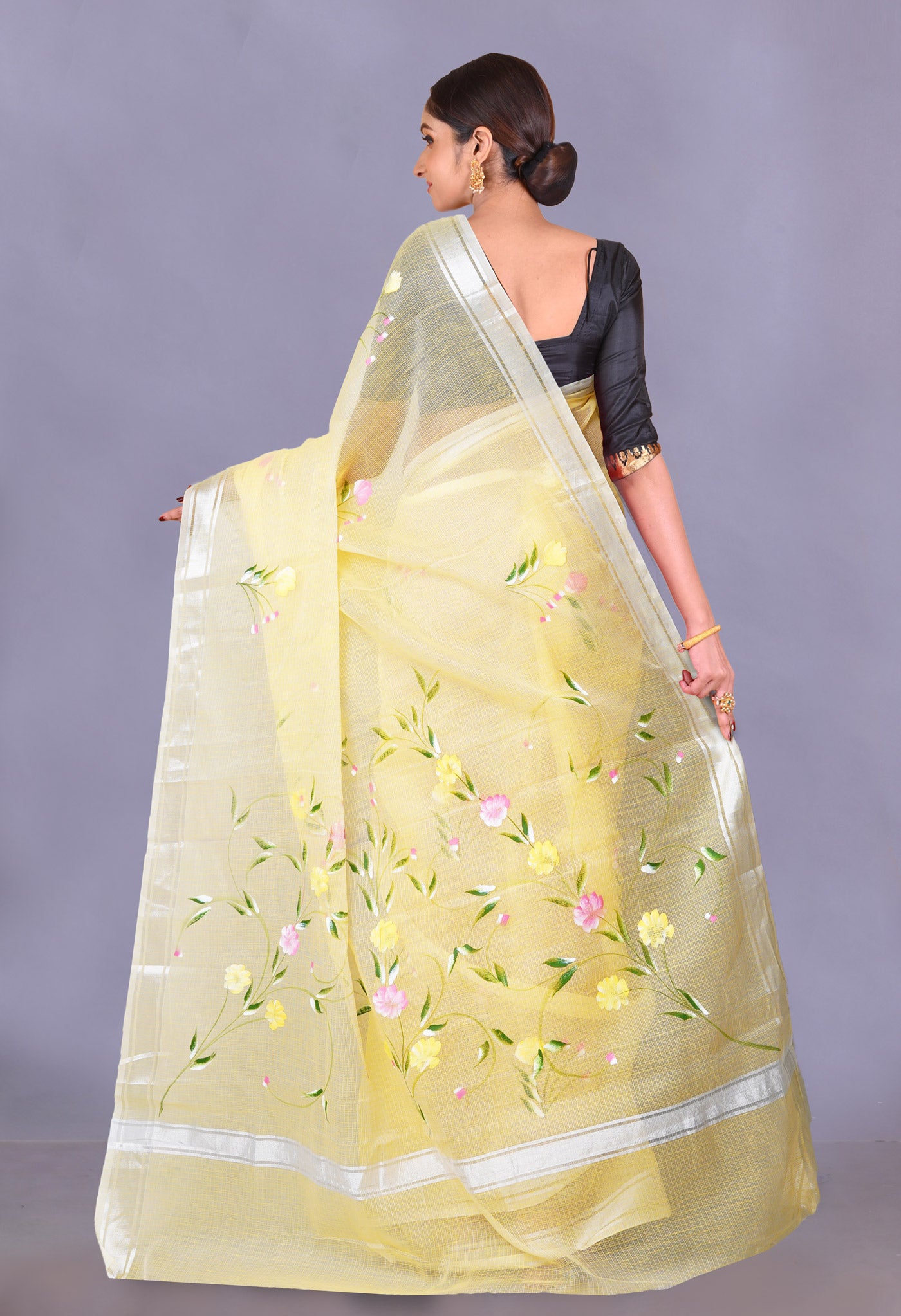 Yellow Pure Hand Painted Kota Saree-UNM79382