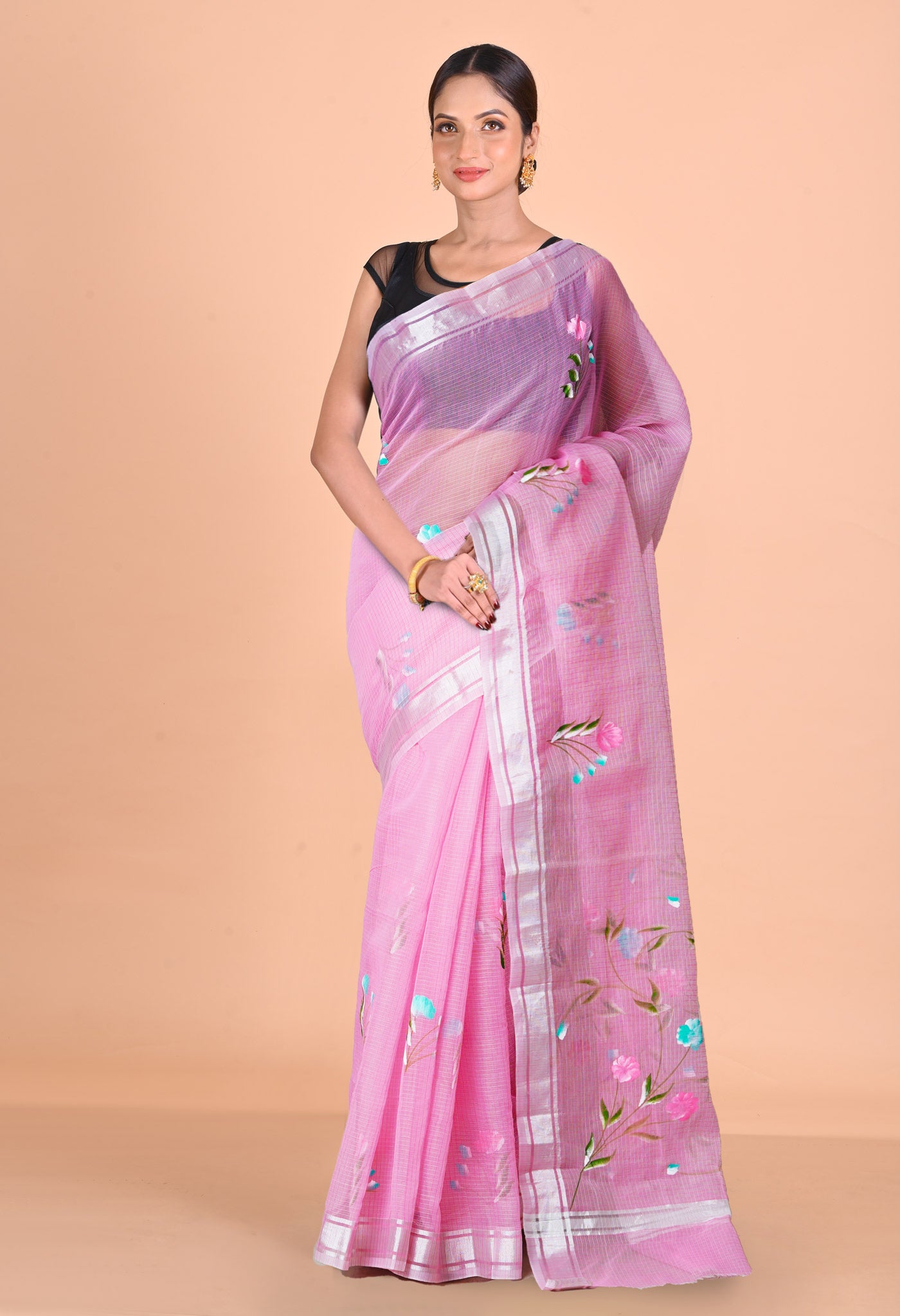 Pink Pure Hand Painted Kota Saree