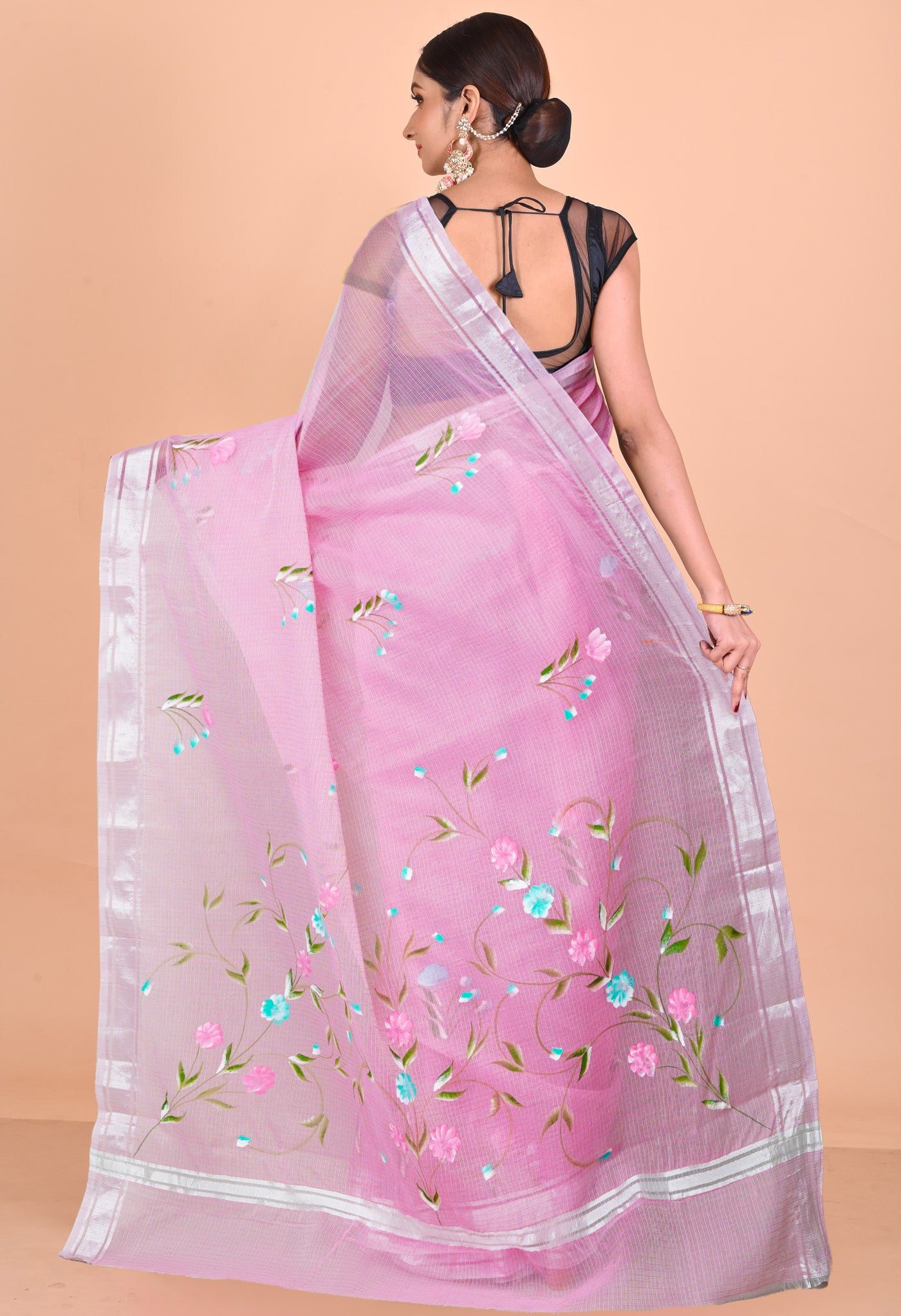 Pink Pure Hand Painted Kota Saree