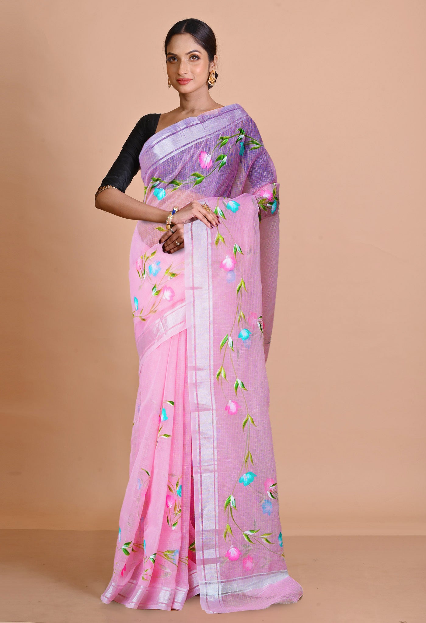 Pink Pure Hand Painted Kota Saree-UNM79386