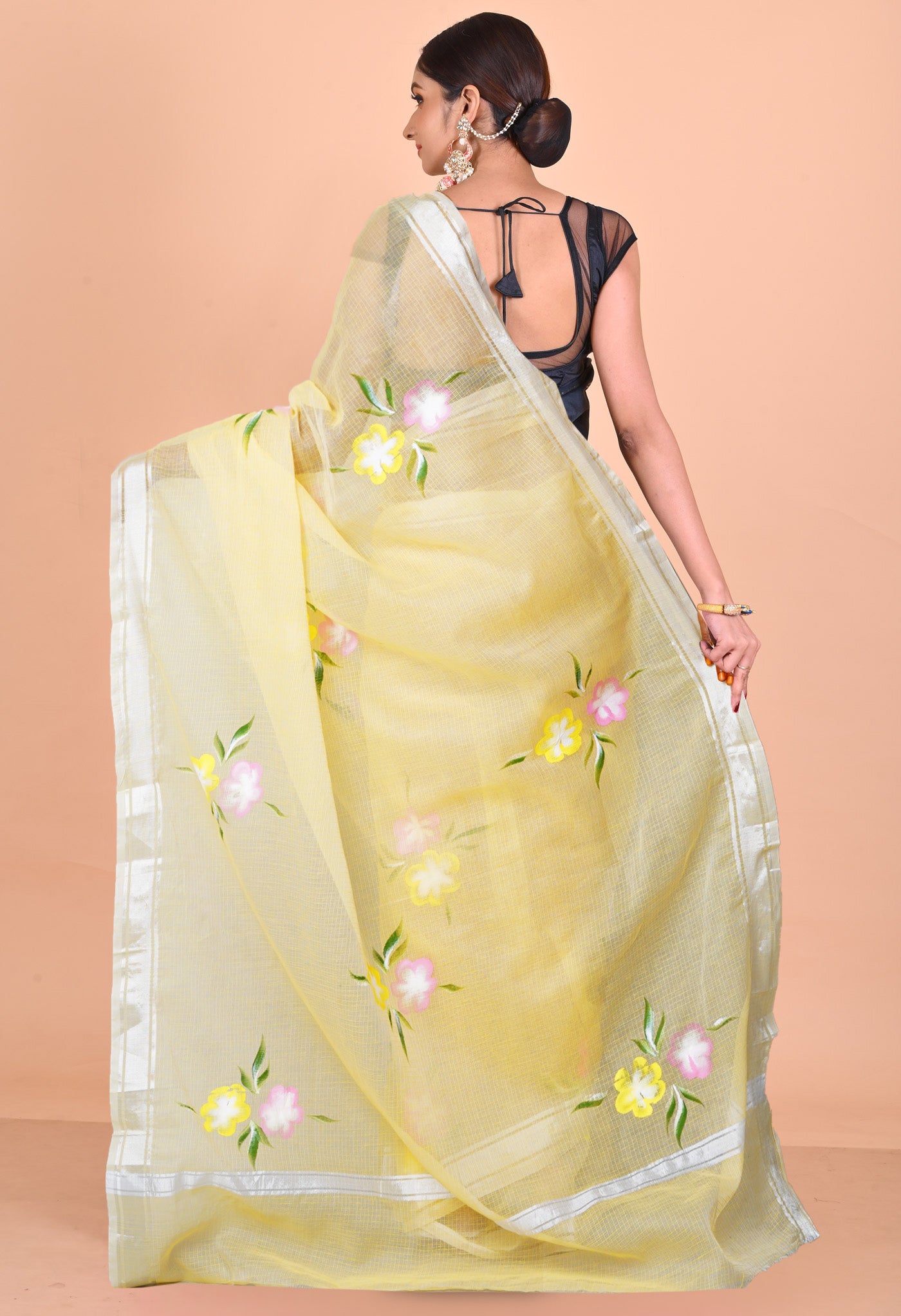 Yellow Pure Hand Painted Kota Saree