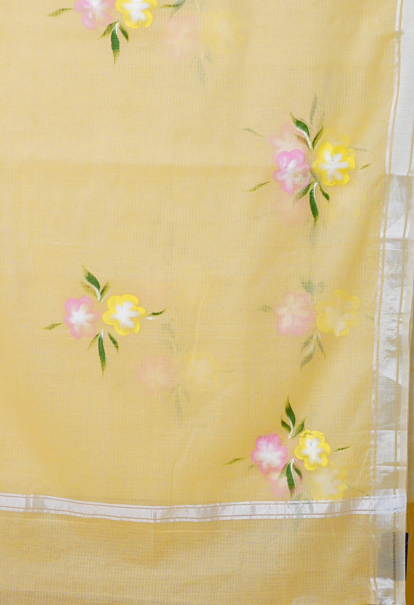 Yellow Pure Hand Painted Kota Saree