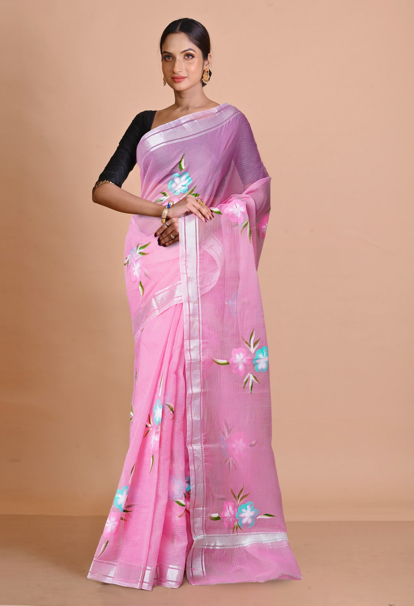 Pink Pure Hand Painted Kota Saree-UNM79389