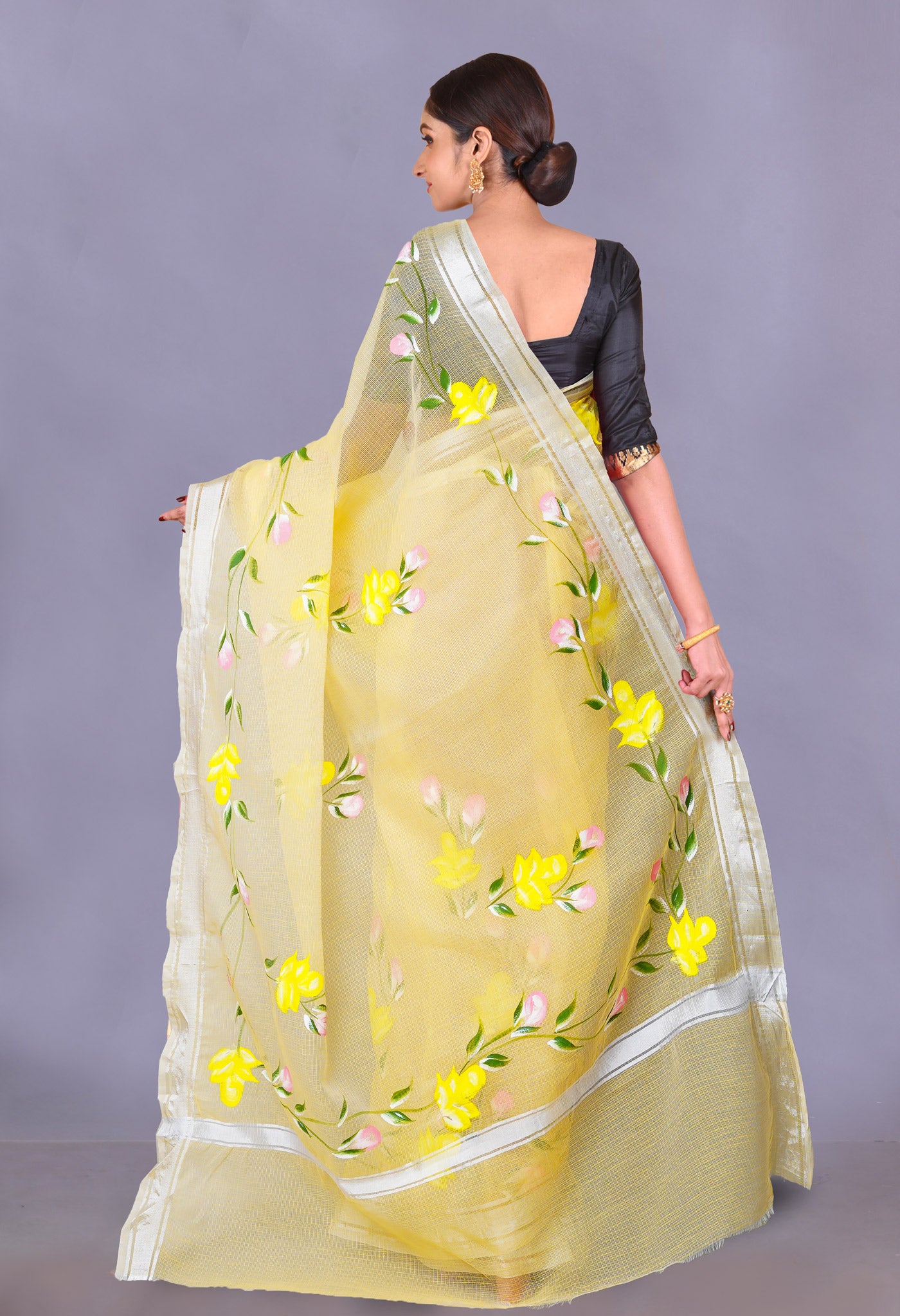 Yellow Pure Hand Painted Kota Saree-UNM79391