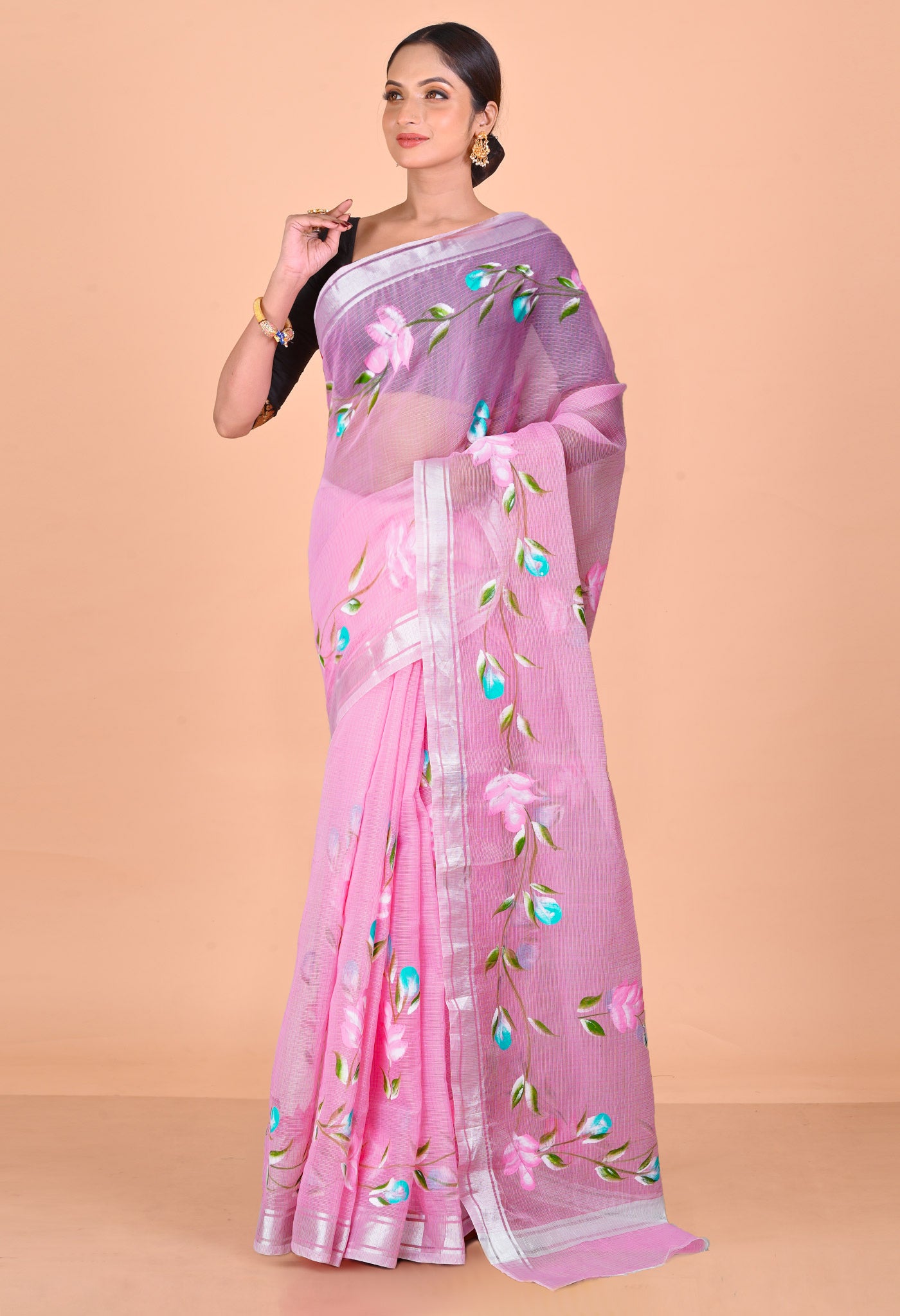 Pink Pure Hand Painted Kota Saree