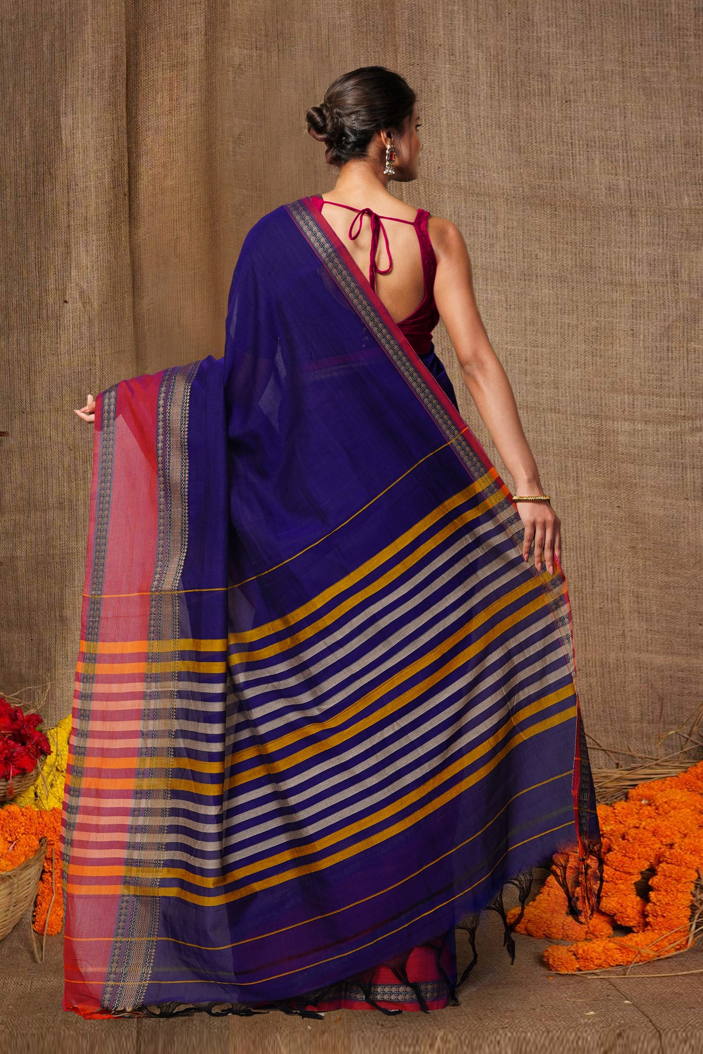 Violet Pure Handloom Narayani Cotton Saree