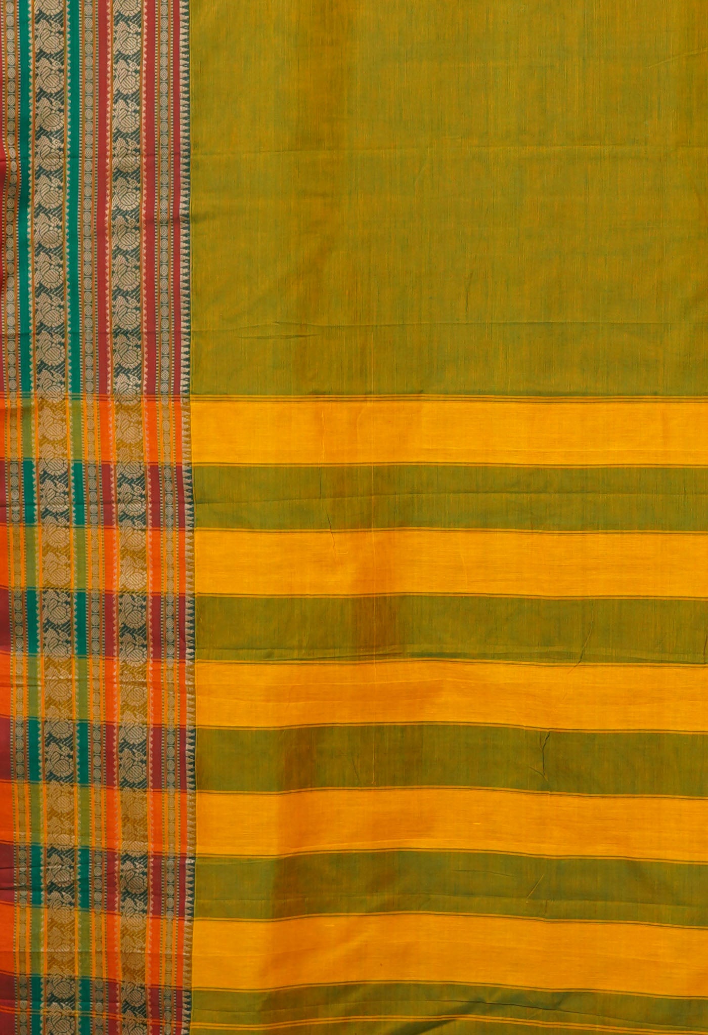 Green Pure Handloom Narayani Cotton Saree-UNM79488