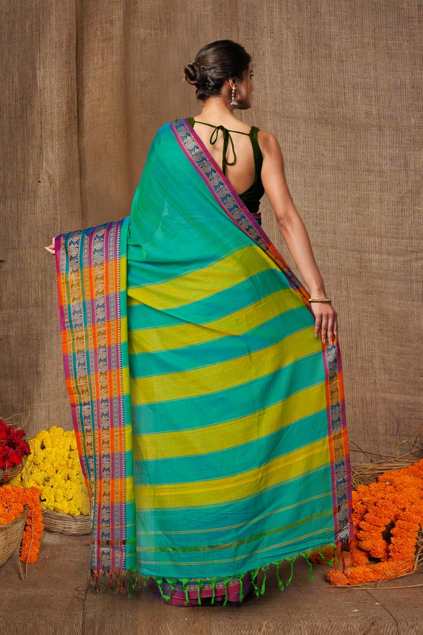 Green Pure Handloom Narayani Cotton Saree