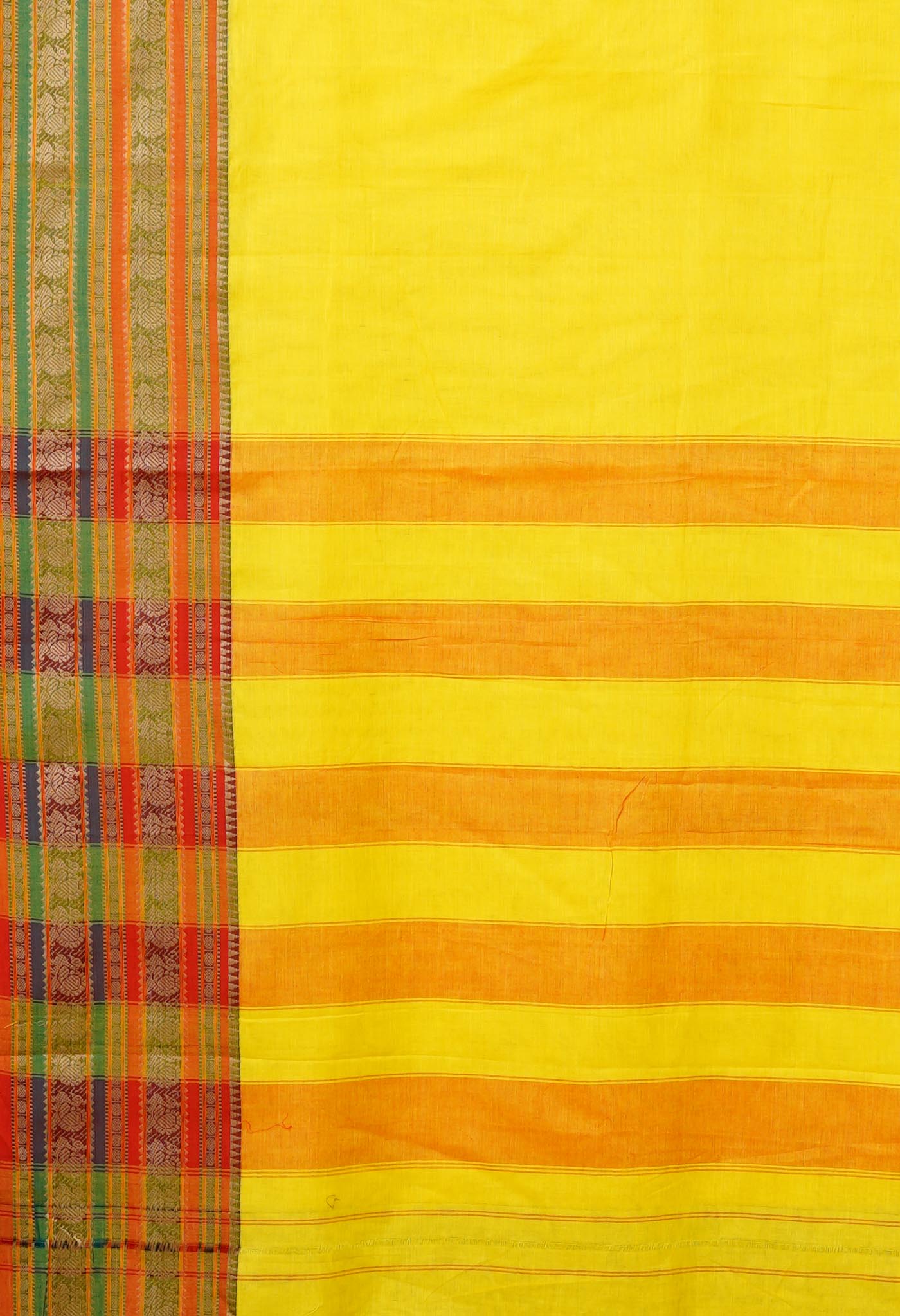 Yellow Pure Handloom Narayani Cotton Saree-UNM79493