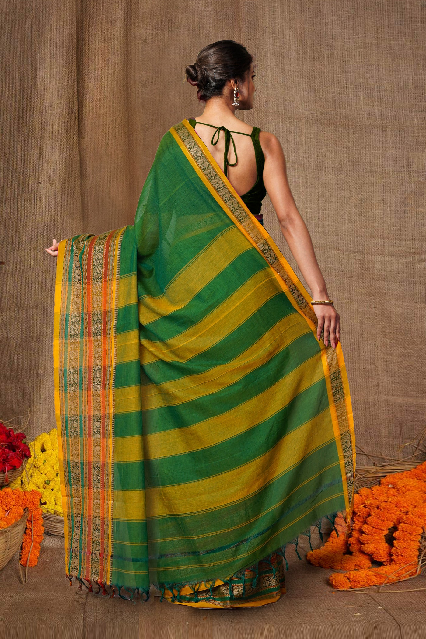 Green Pure Handloom Narayani Cotton Saree