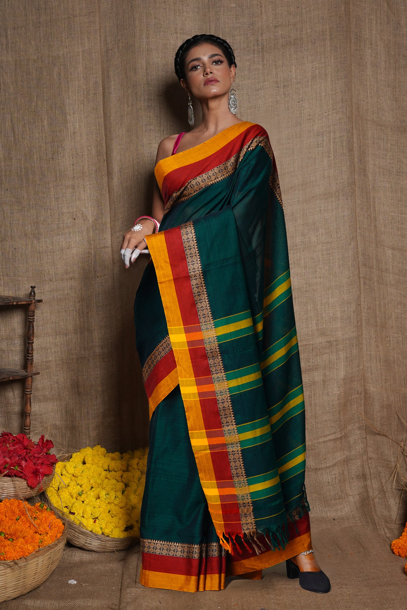 Green Pure Handloom Narayani Cotton Saree