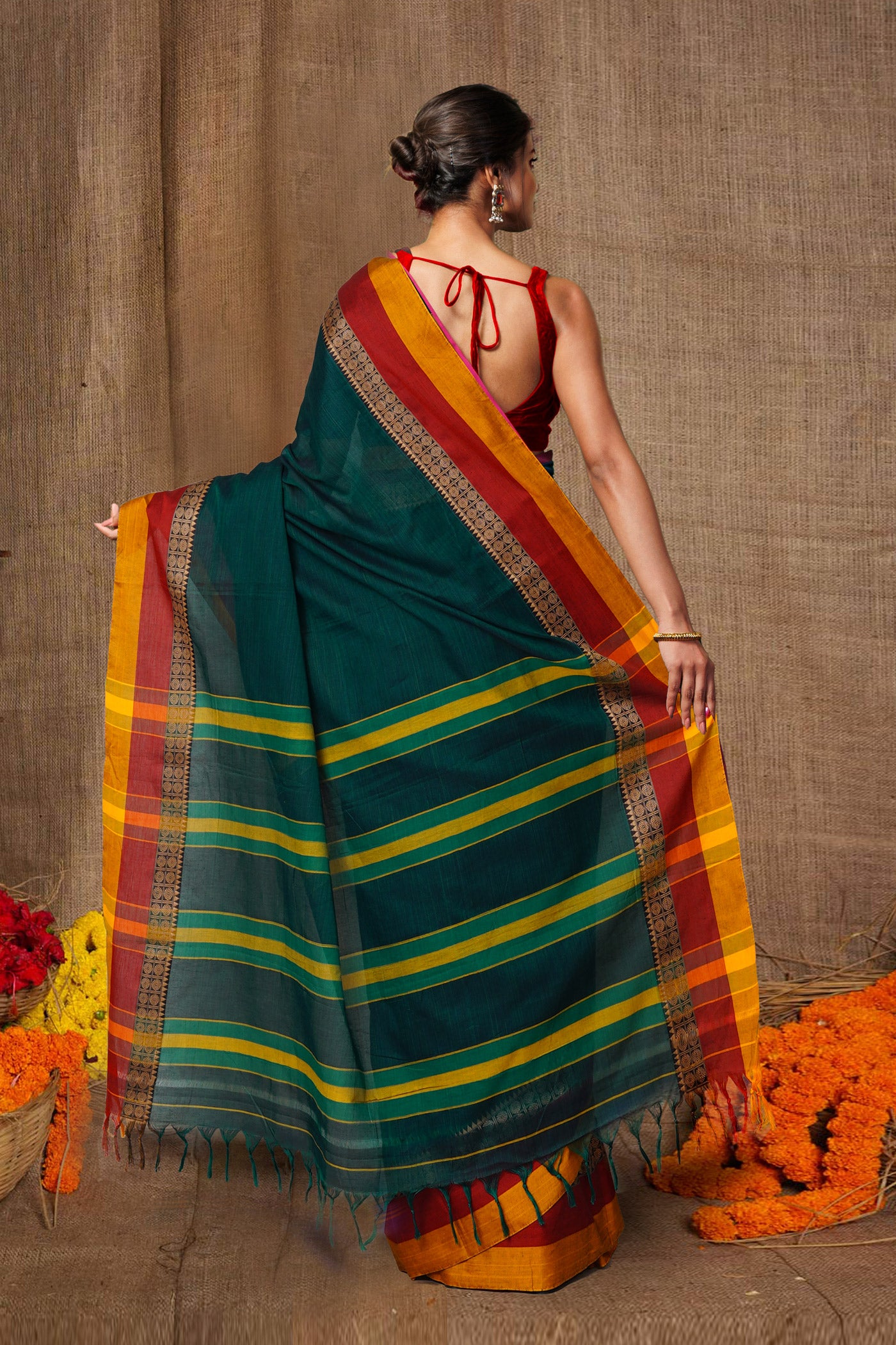 Green Pure Handloom Narayani Cotton Saree