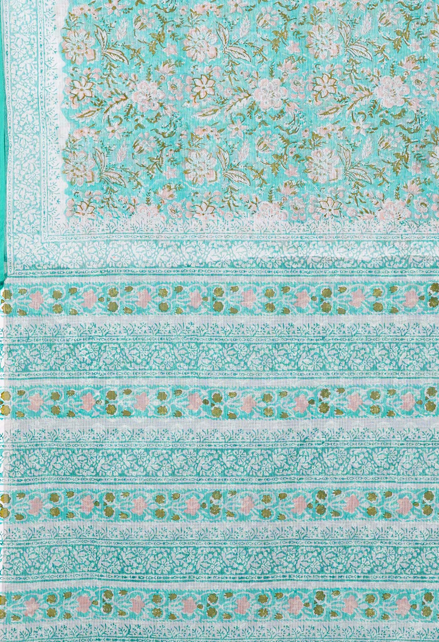 Green Pure Hand Block Printed Kota Saree-UNM79524