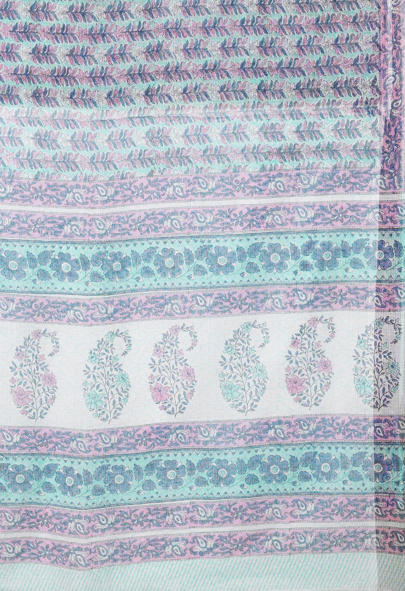 Green Pure Hand Block Printed Kota Saree-UNM79527