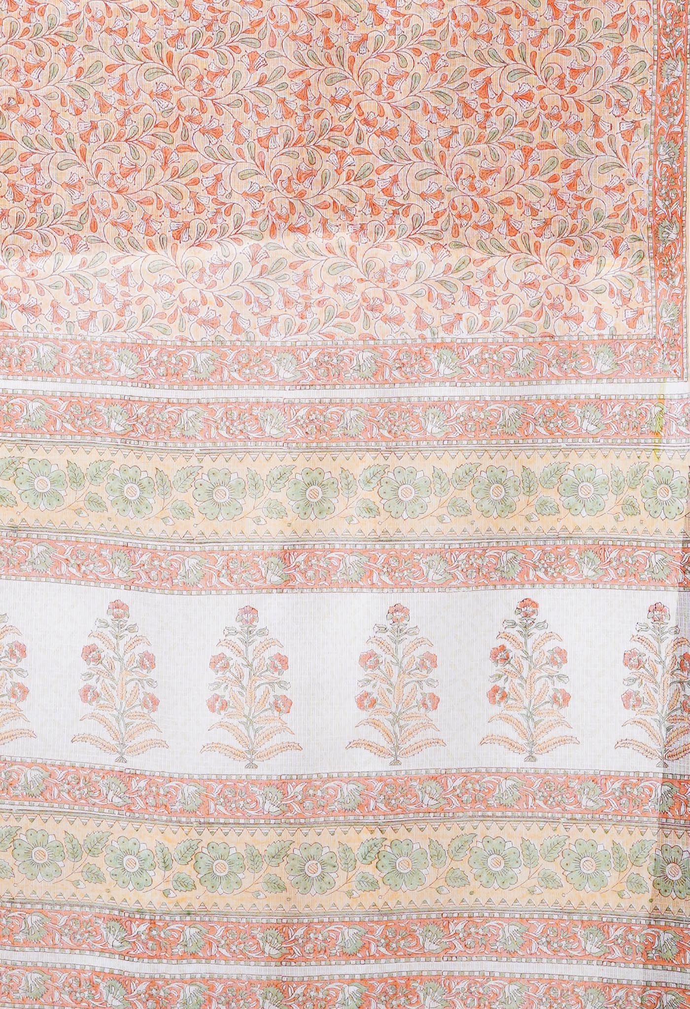 Orange Pure Hand Block Printed Kota Saree-UNM79550