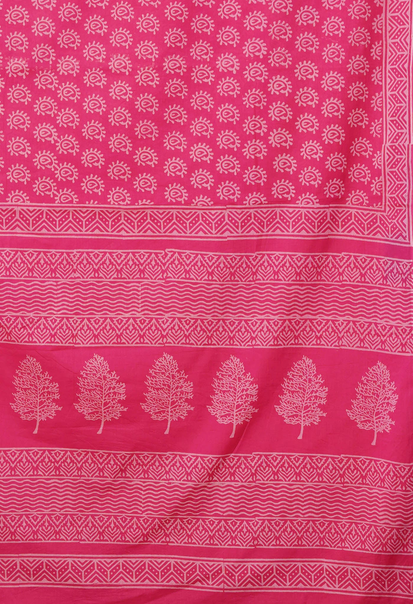 Pink Pure Hand Block Printed Soft Cotton Saree-UNM79560