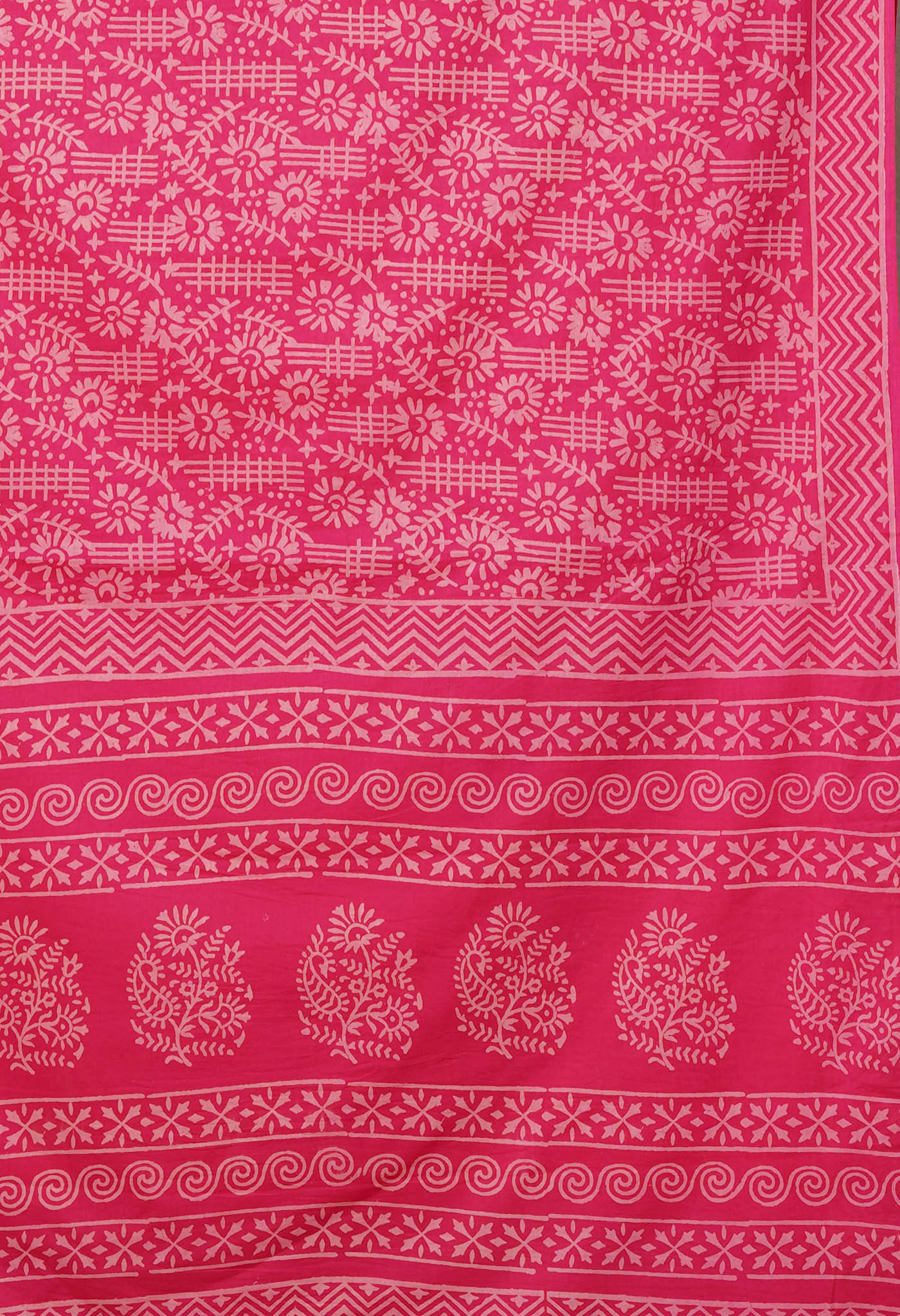 Pink Pure Hand Block Printed Soft Cotton Saree-UNM79588