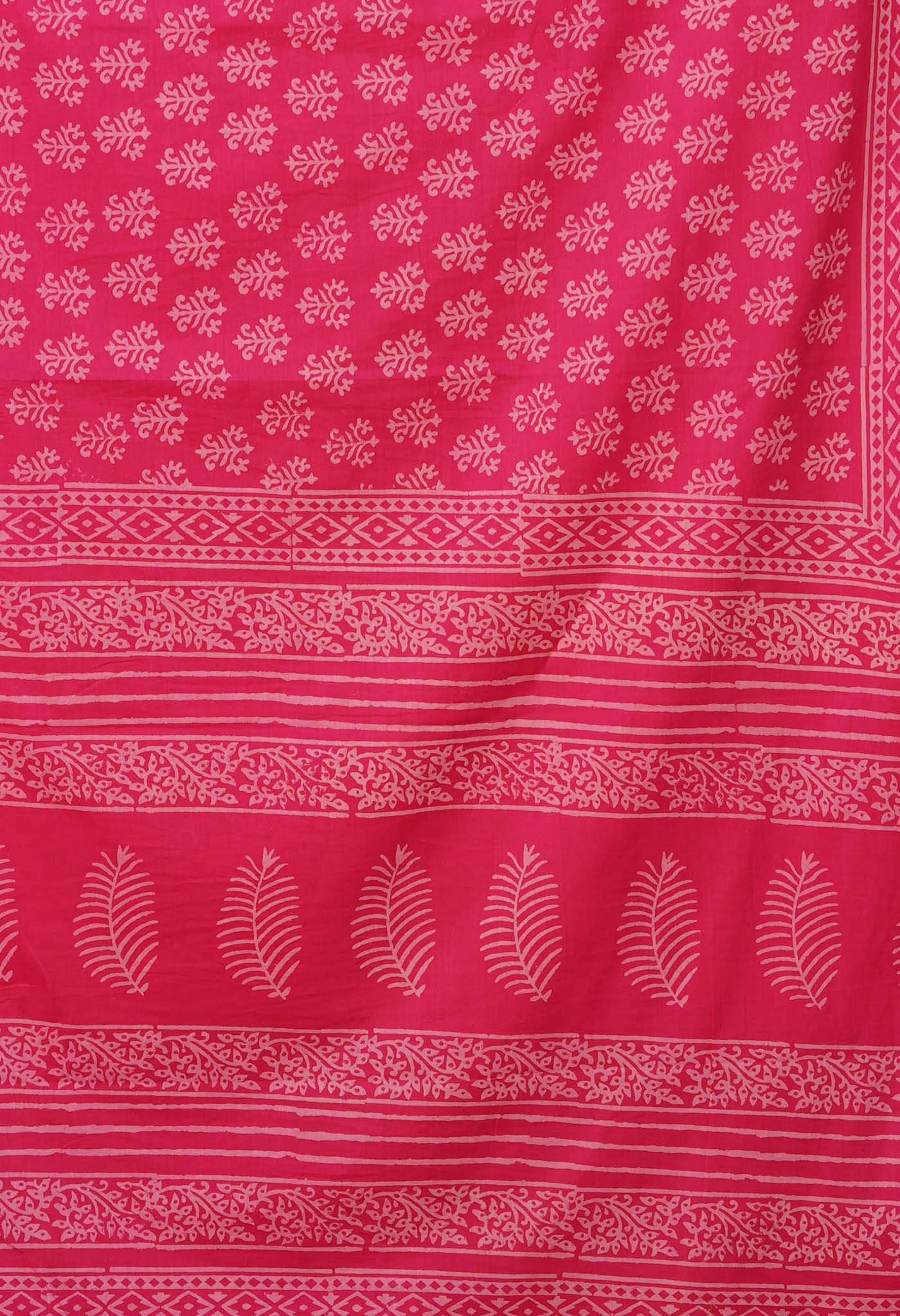 Pink Pure Hand Block Printed Soft Cotton Saree-UNM79603