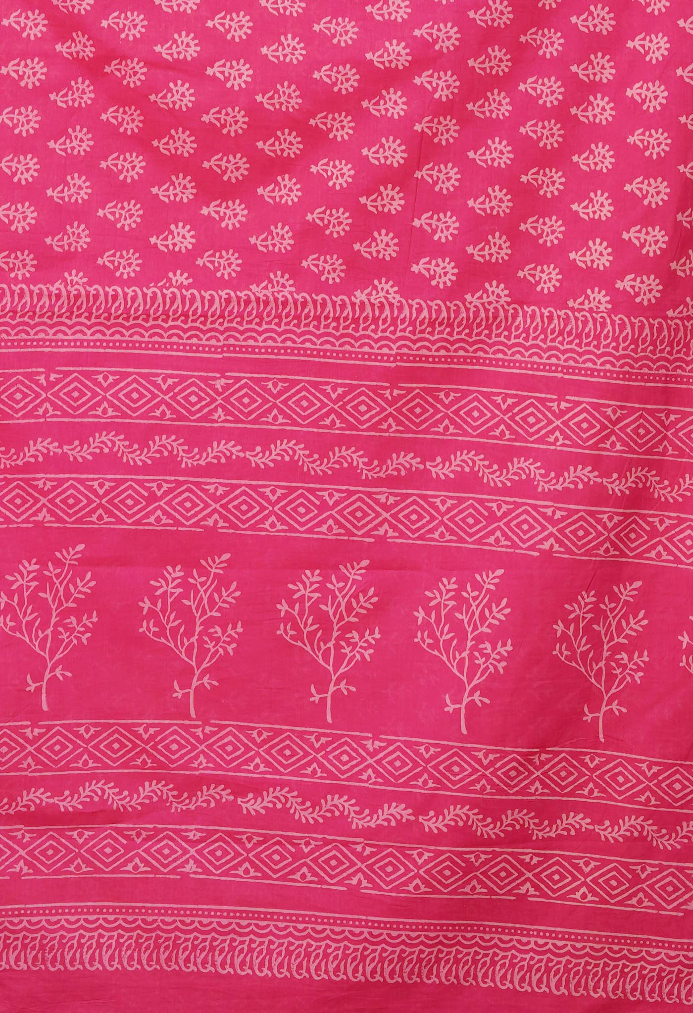 Pink Pure Hand Block Printed Soft Cotton Saree-UNM79610