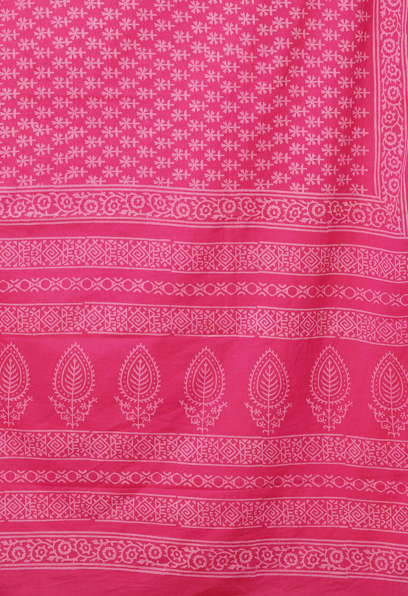 Pink Pure Hand Block Printed Soft Cotton Saree-UNM79617