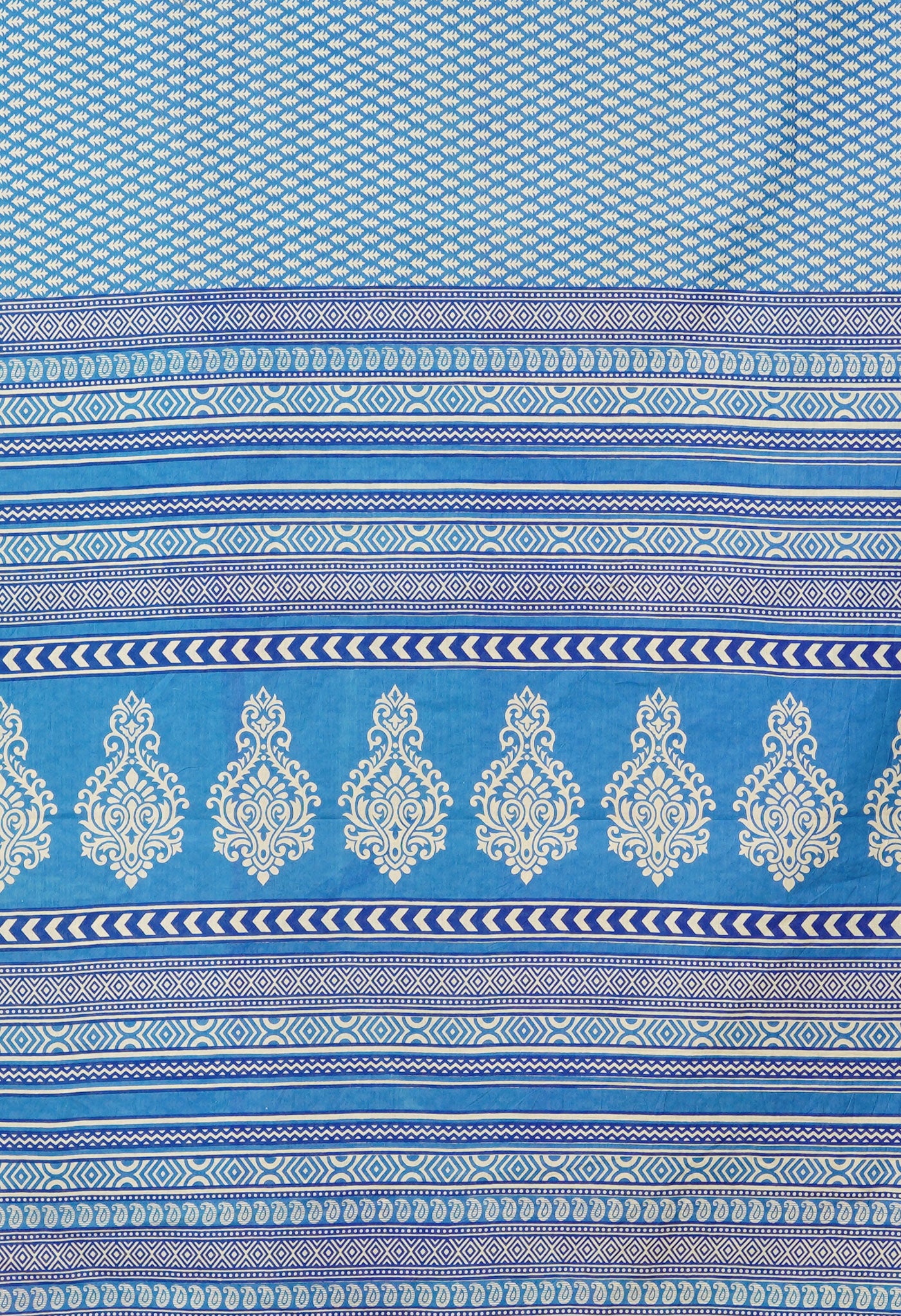 Blue Pure Hand Block Printed Soft Cotton Saree-UNM79798