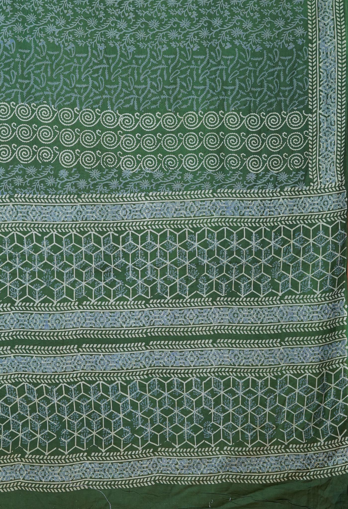 Green Pure Discharge Printed Soft Cotton Saree-UNM79885