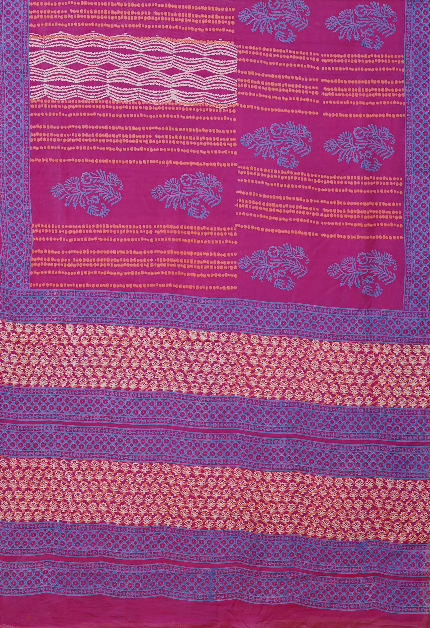 Purple Pure Discharge Printed Soft Cotton Saree-UNM79886