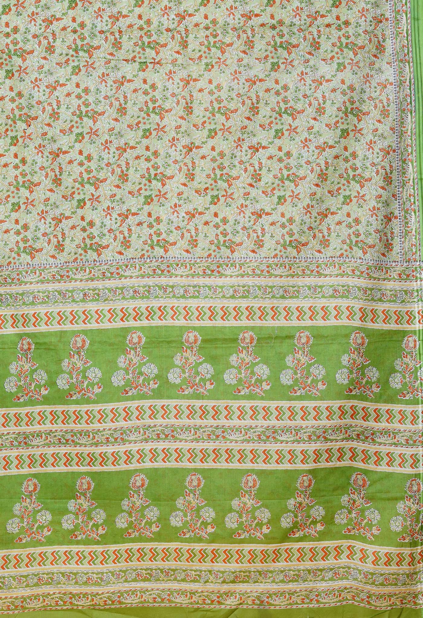 Green Pure Hand Block Printed Kota Saree-UNM79901