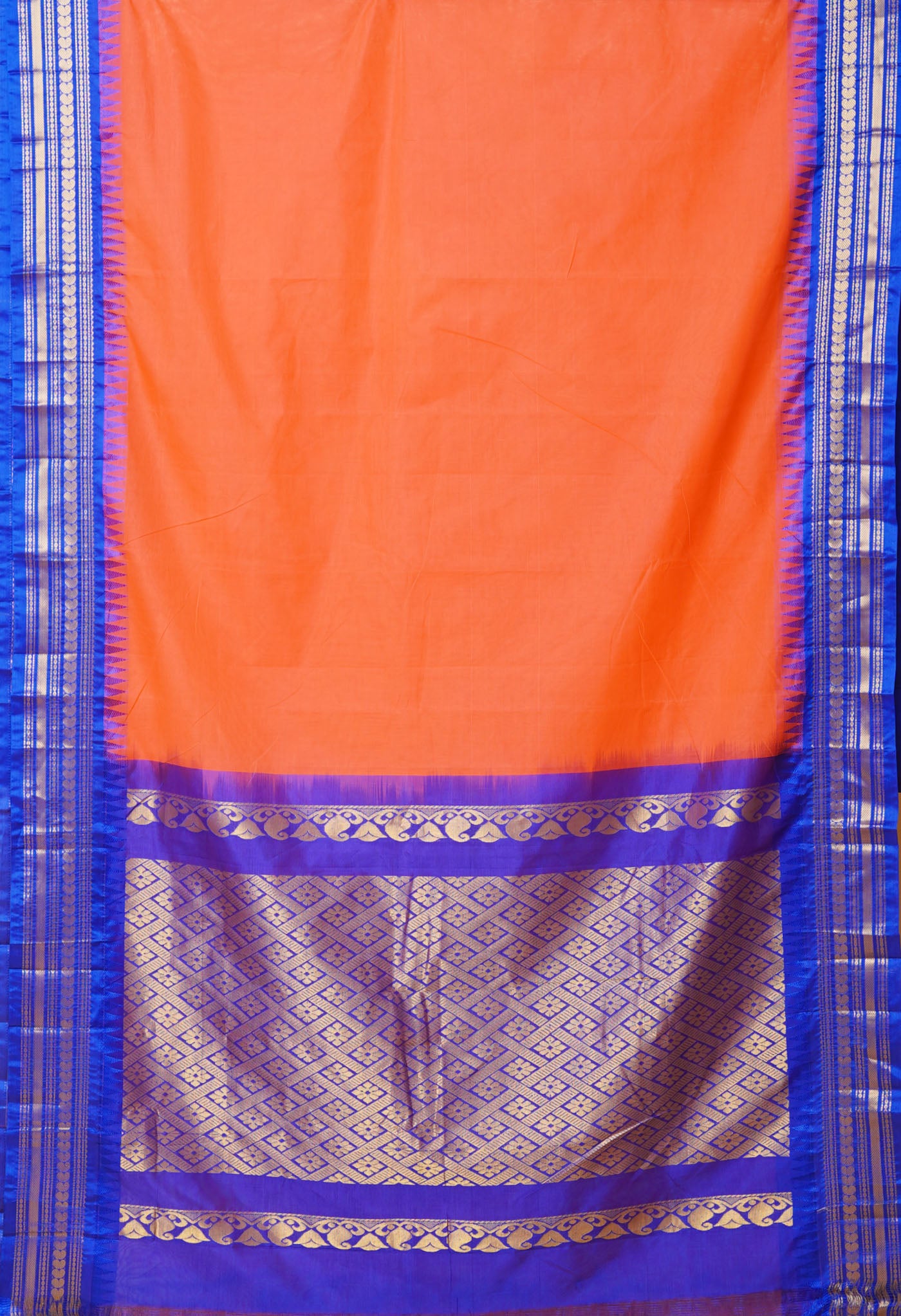 Peach Red Pure Handloom Gadwal Cotton Saree-UNM79942