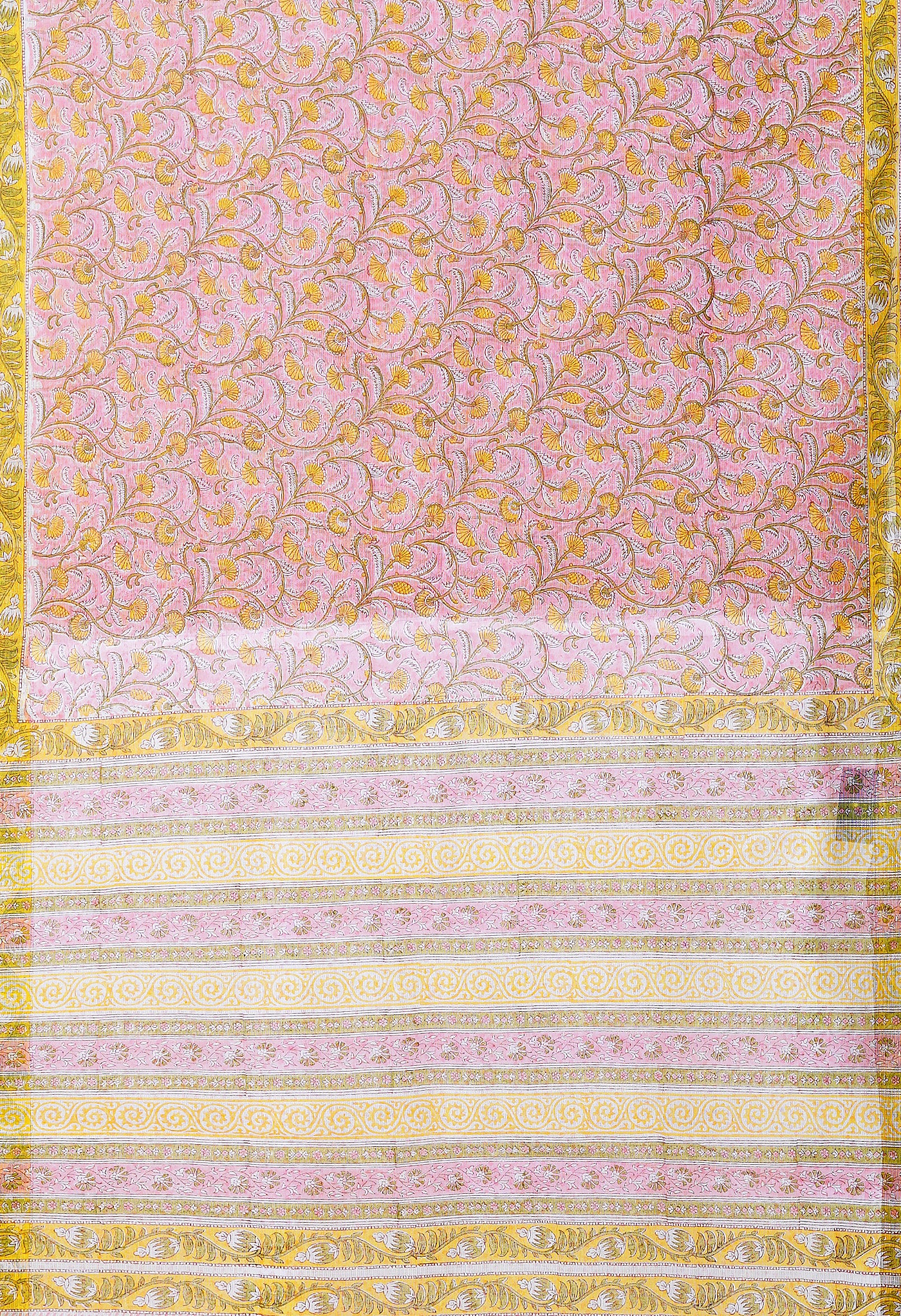 Pink Pure Block Printed Kota Saree-UNM79946